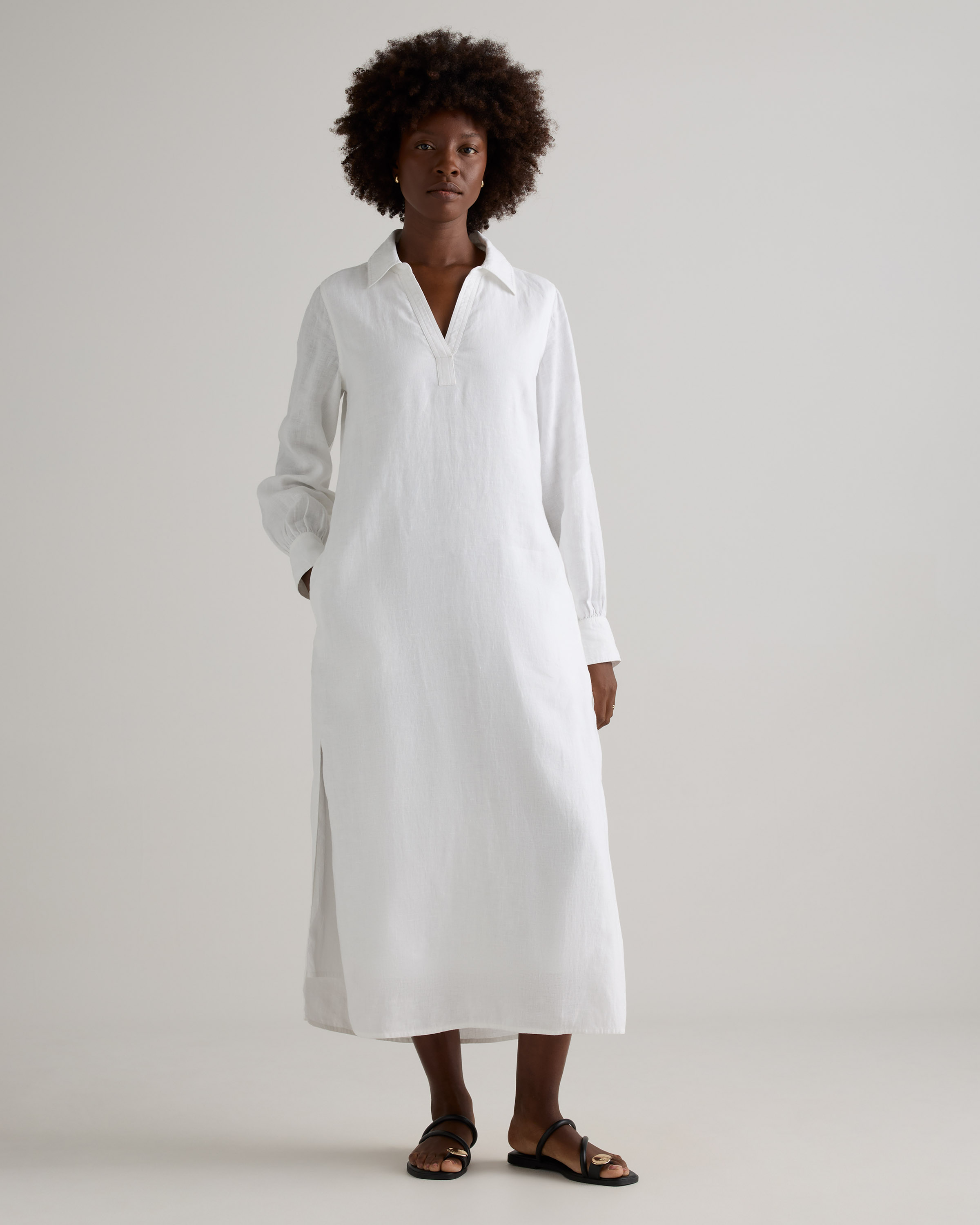 100% European Linen Popover Maxi Dress