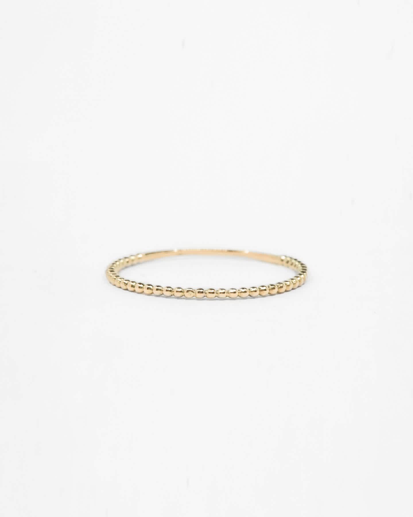 gold beaded ring in 14k yellow gold