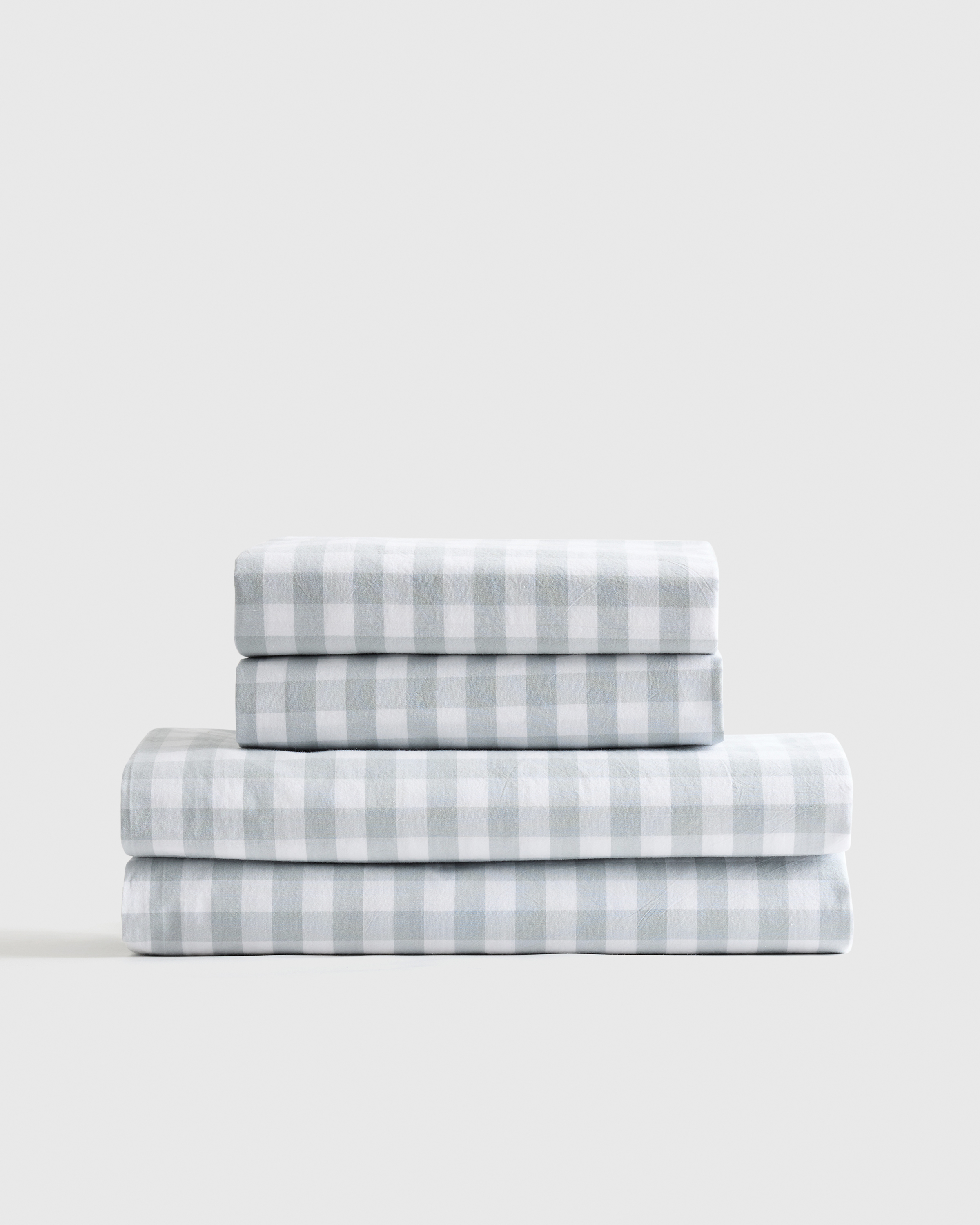 Classic Organic Percale Gingham Sheet Set- Blue Fog, King