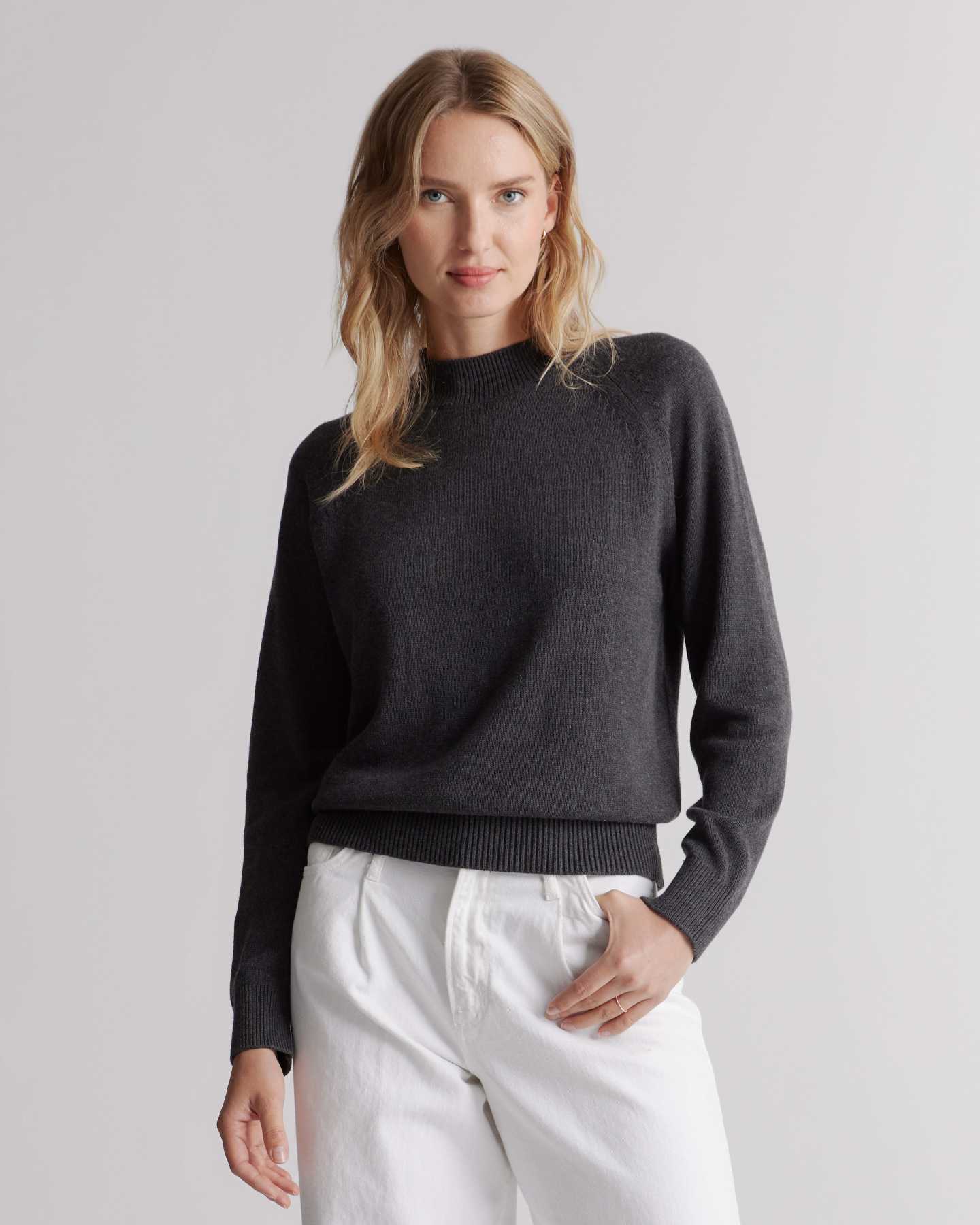 100% Organic Cotton Mockneck Sweater - Charcoal