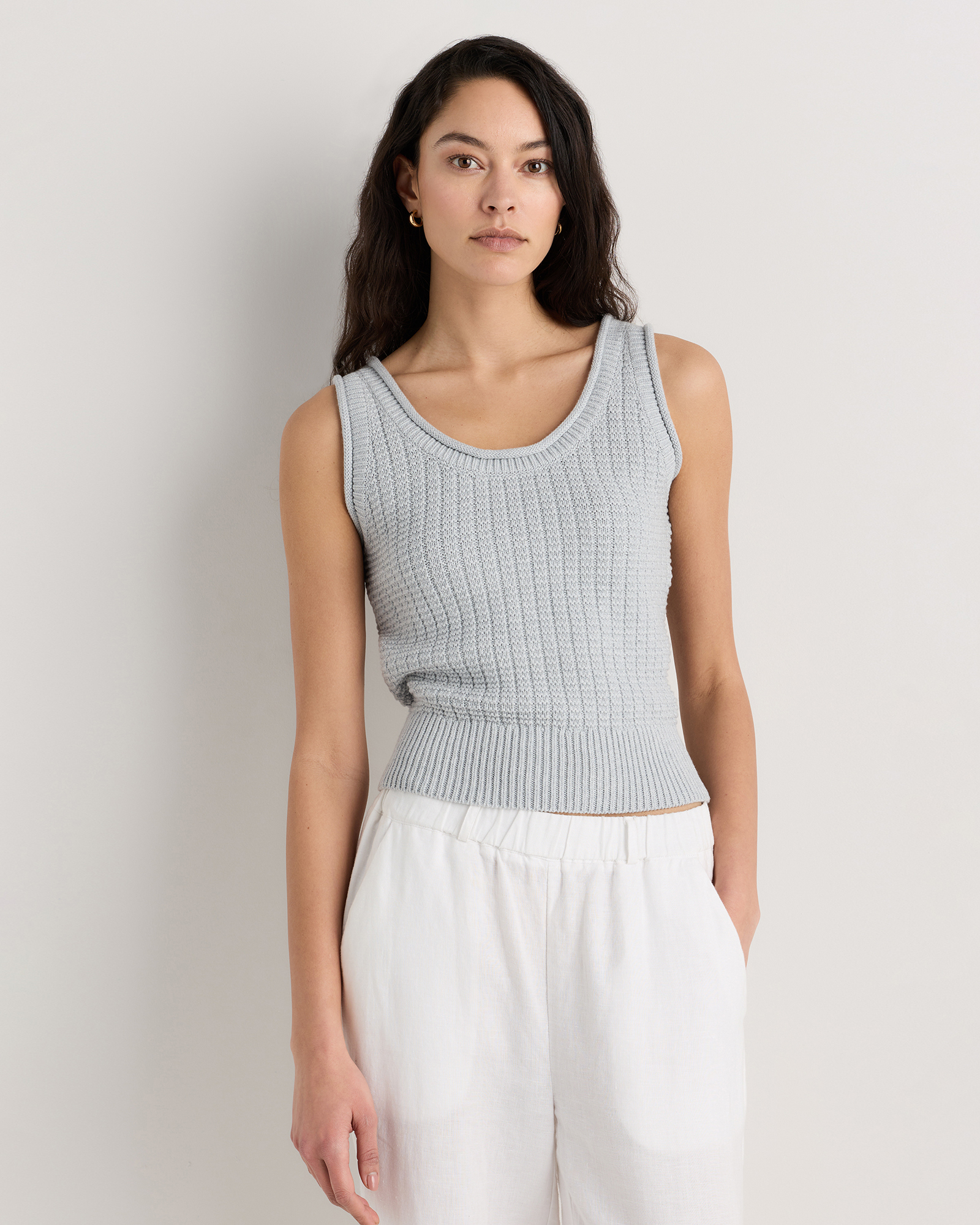 100% Organic Cotton Waffle Cropped Sweater Tank