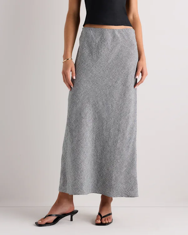 100% European Linen Midi Slip Skirt