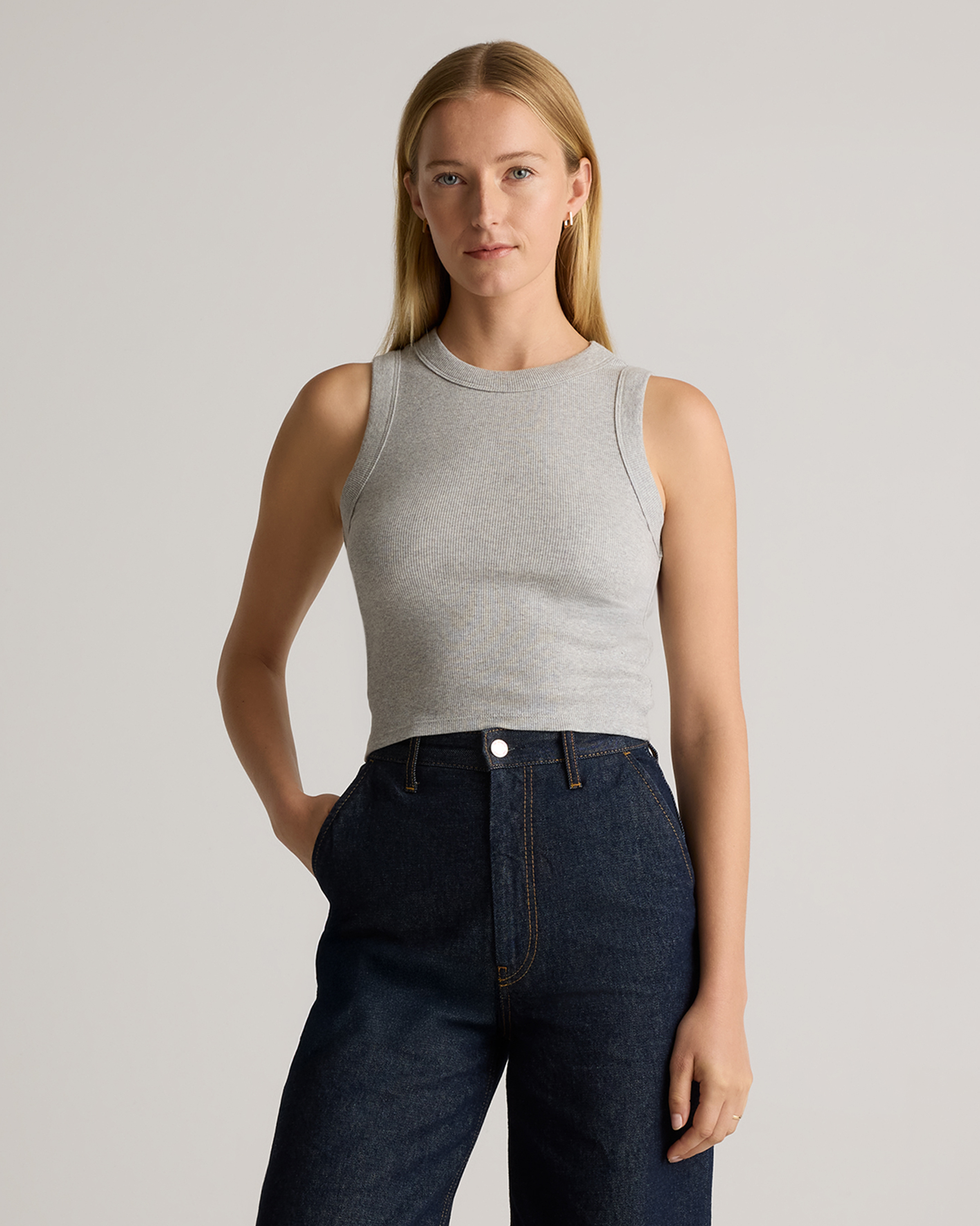 Organic Cotton Micro-Rib Cropped Cutaway Tank