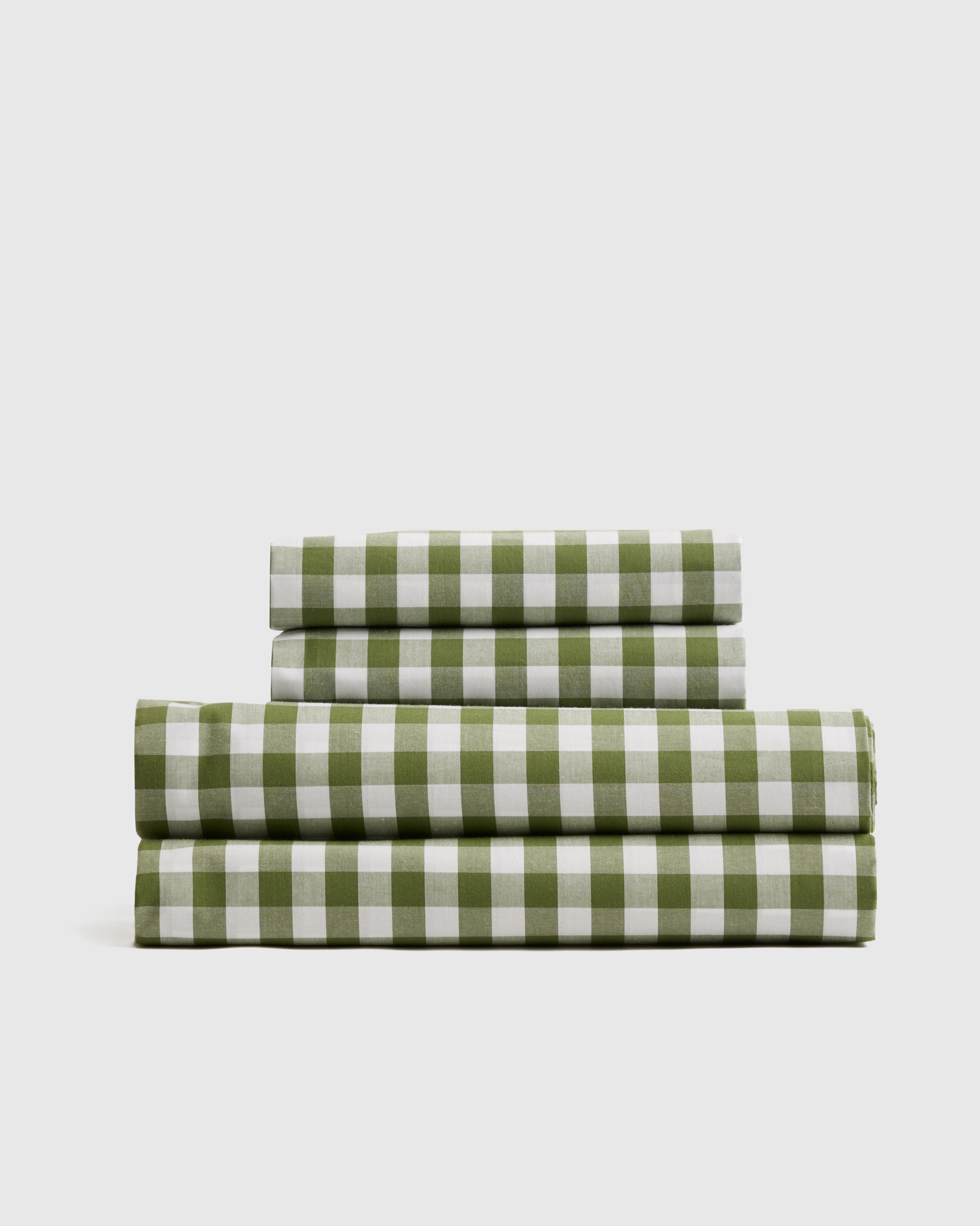 organic crisp percale gingham sheet set, king, blue fog