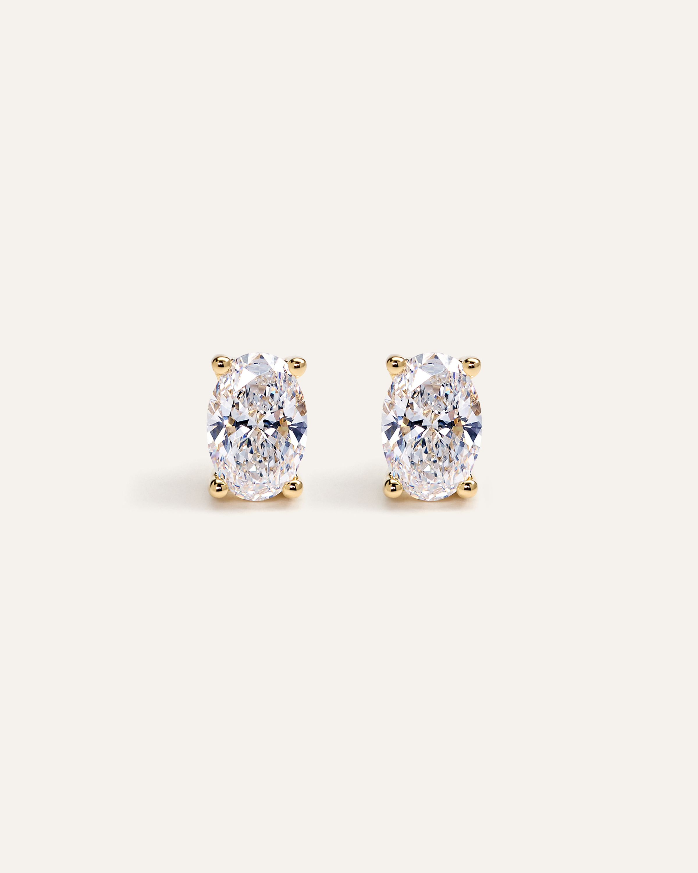 14K Gold Lab Grown Diamond Oval Solitaire Studs - 2ctw