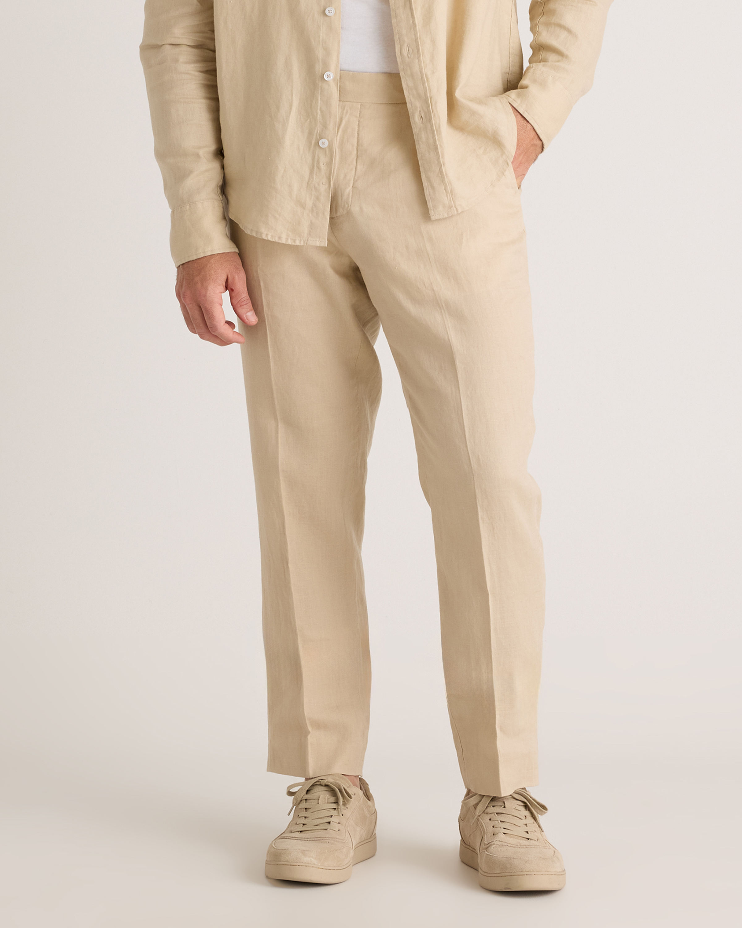 Shop Quince Men's 100% European Linen Dress Pants In Driftwood