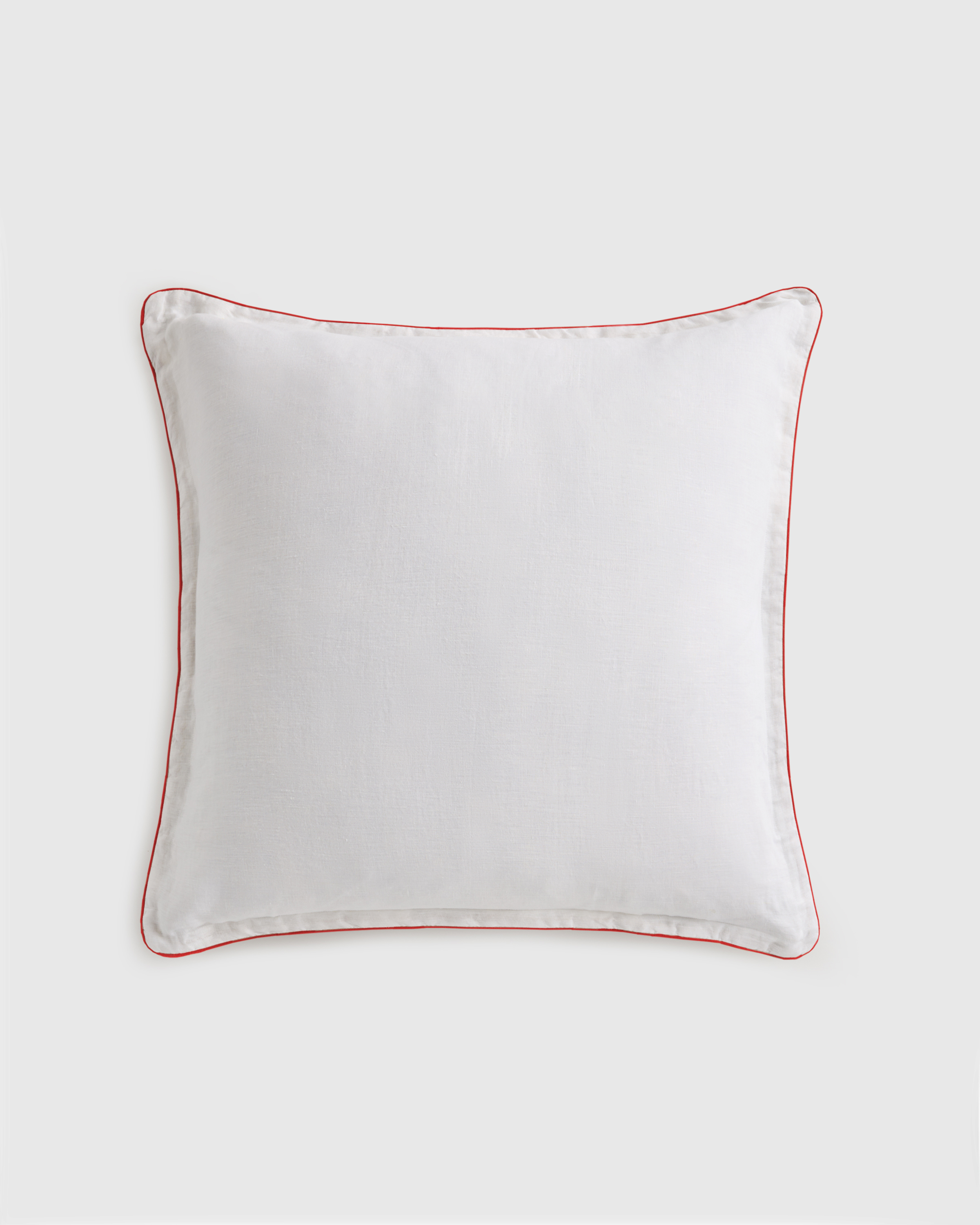 European Linen Piped Euro Sham in White/Navy