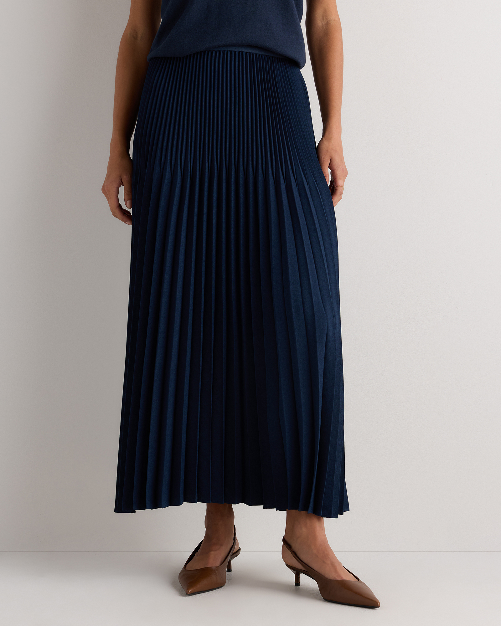 Pleated Matte Midi Skirt