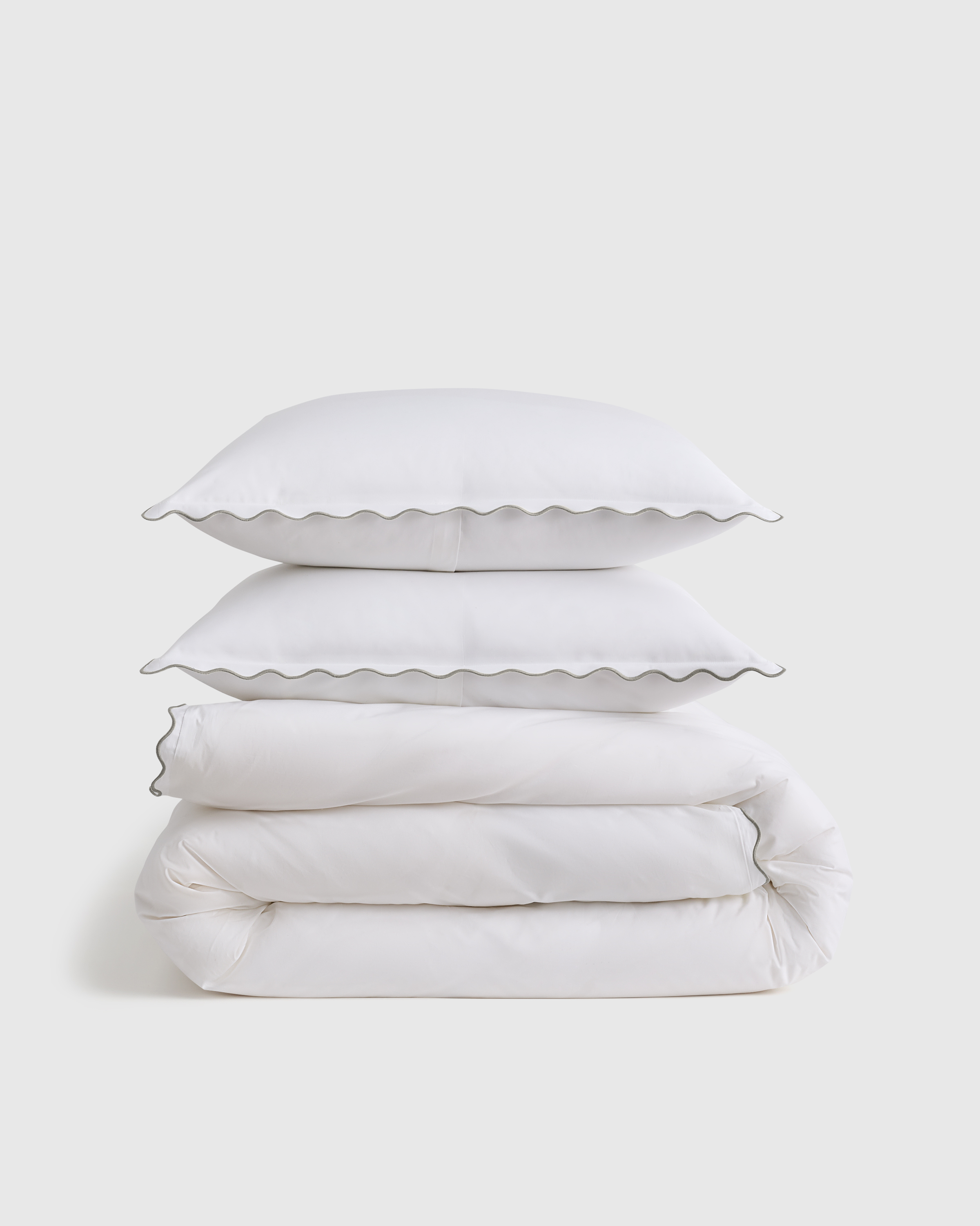 Classic Organic Percale Scallop Duvet Cover Set