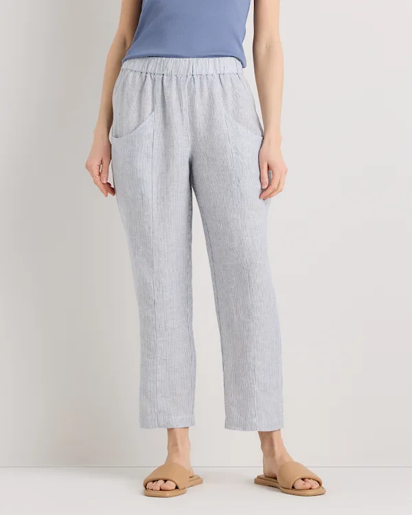 100% European Linen Tapered Ankle Pants