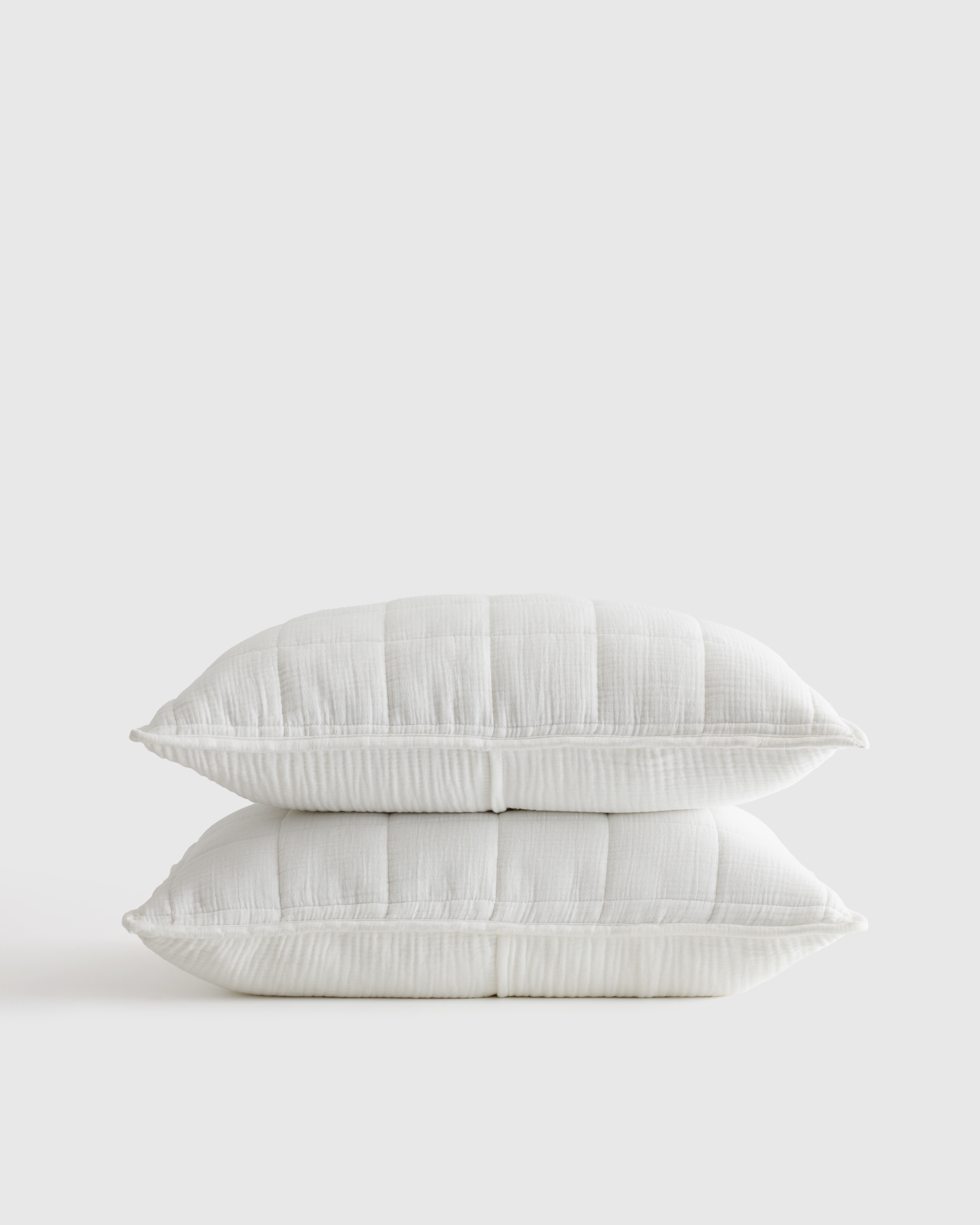 Organic Airy Gauze Box Quilt Sham Set in Undyed