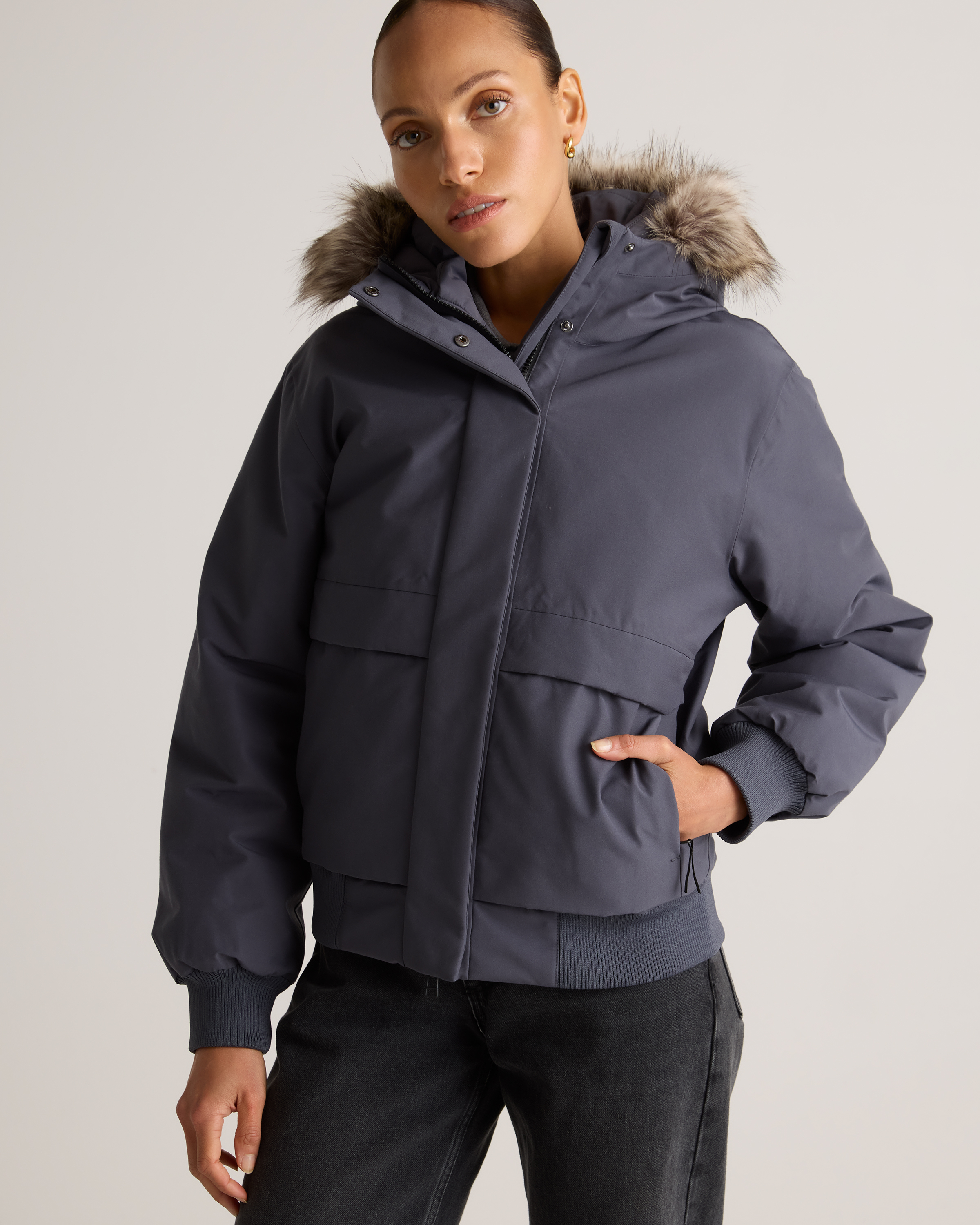very short down jacket ブラック×シルバー