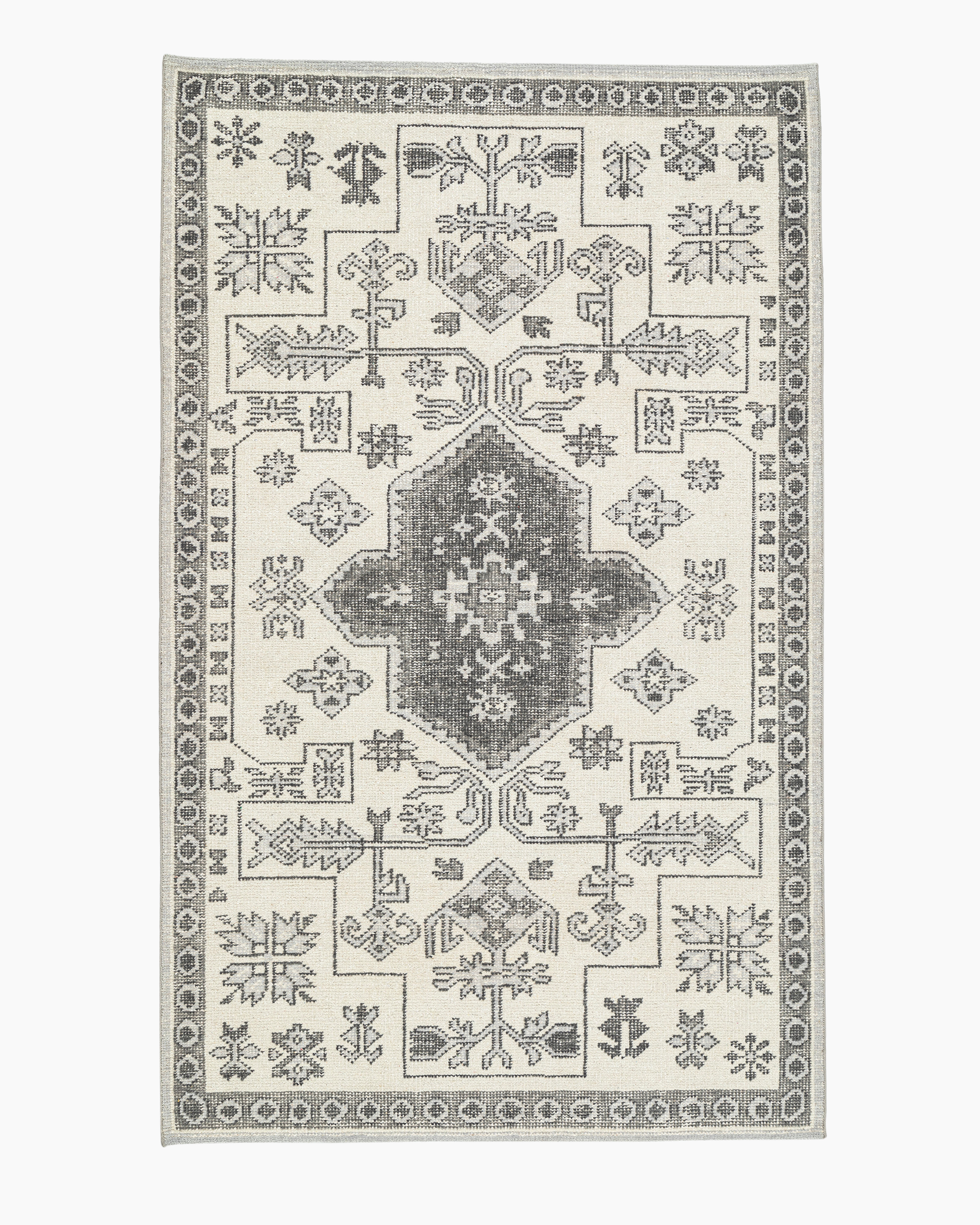 Quince Leigh Hand-knotted Wool Rug In Grey/cream