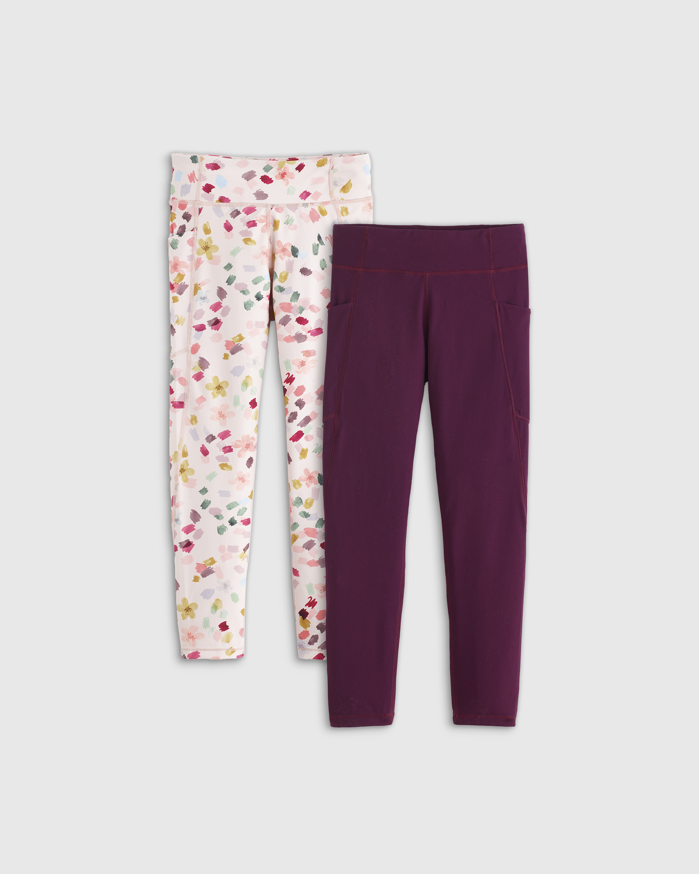 Shop Quince Ultra-form Active Pocket Leggings 2-pack In Pink Confetti Dot/plum
