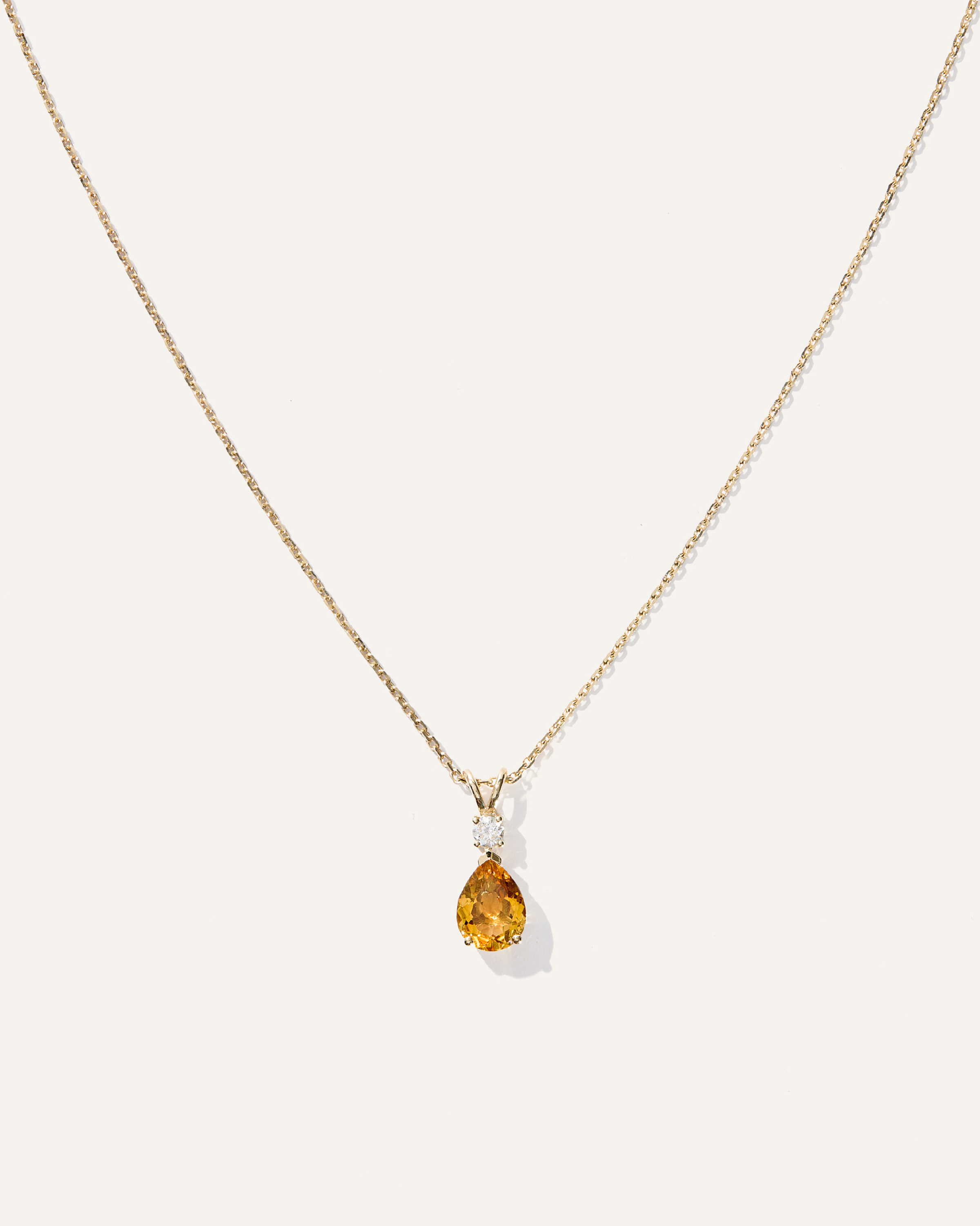 14K Gold Diamond & Semi-Precious Gemstone Drop Necklace