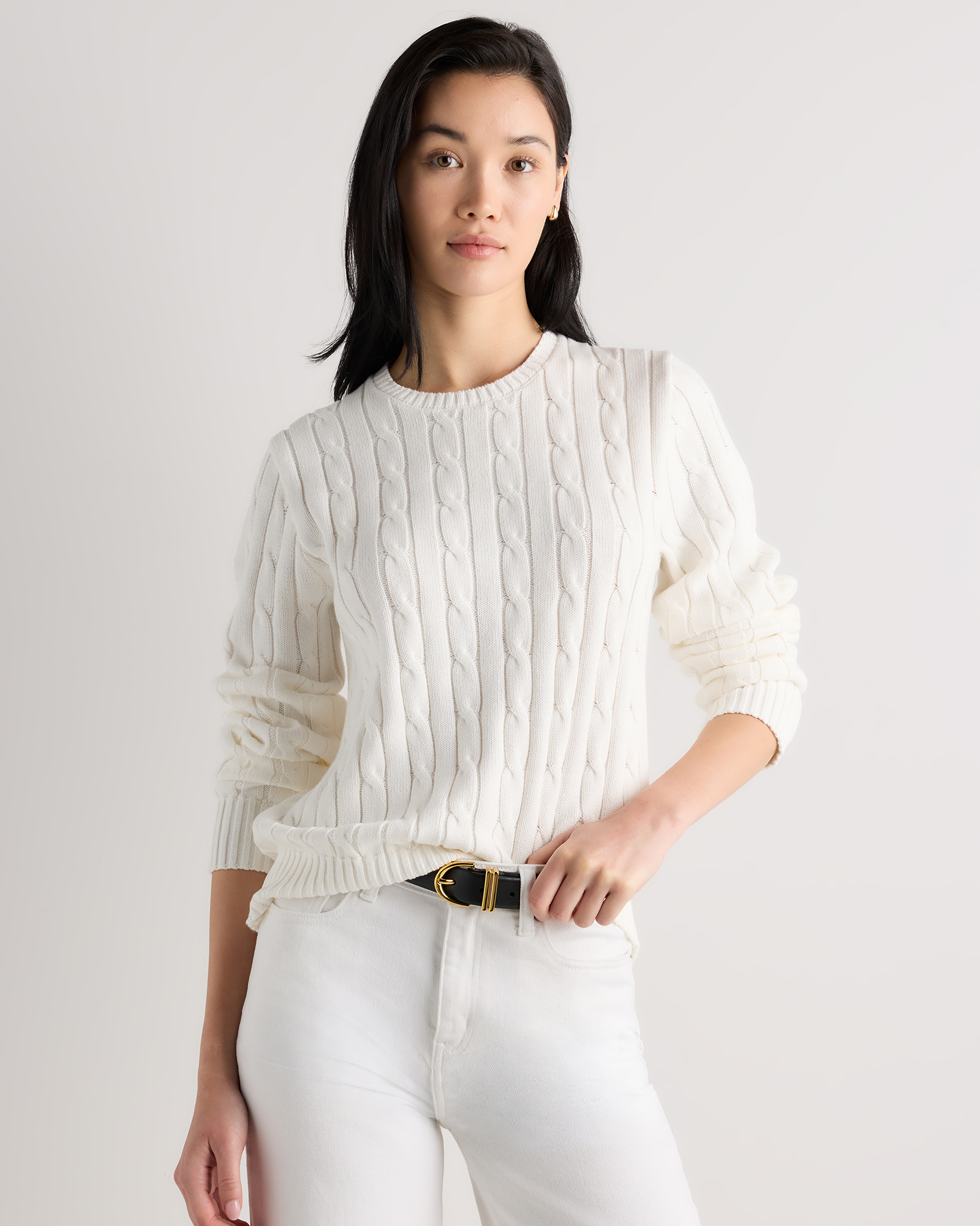100% Organic Cotton Cable Crewneck Sweater