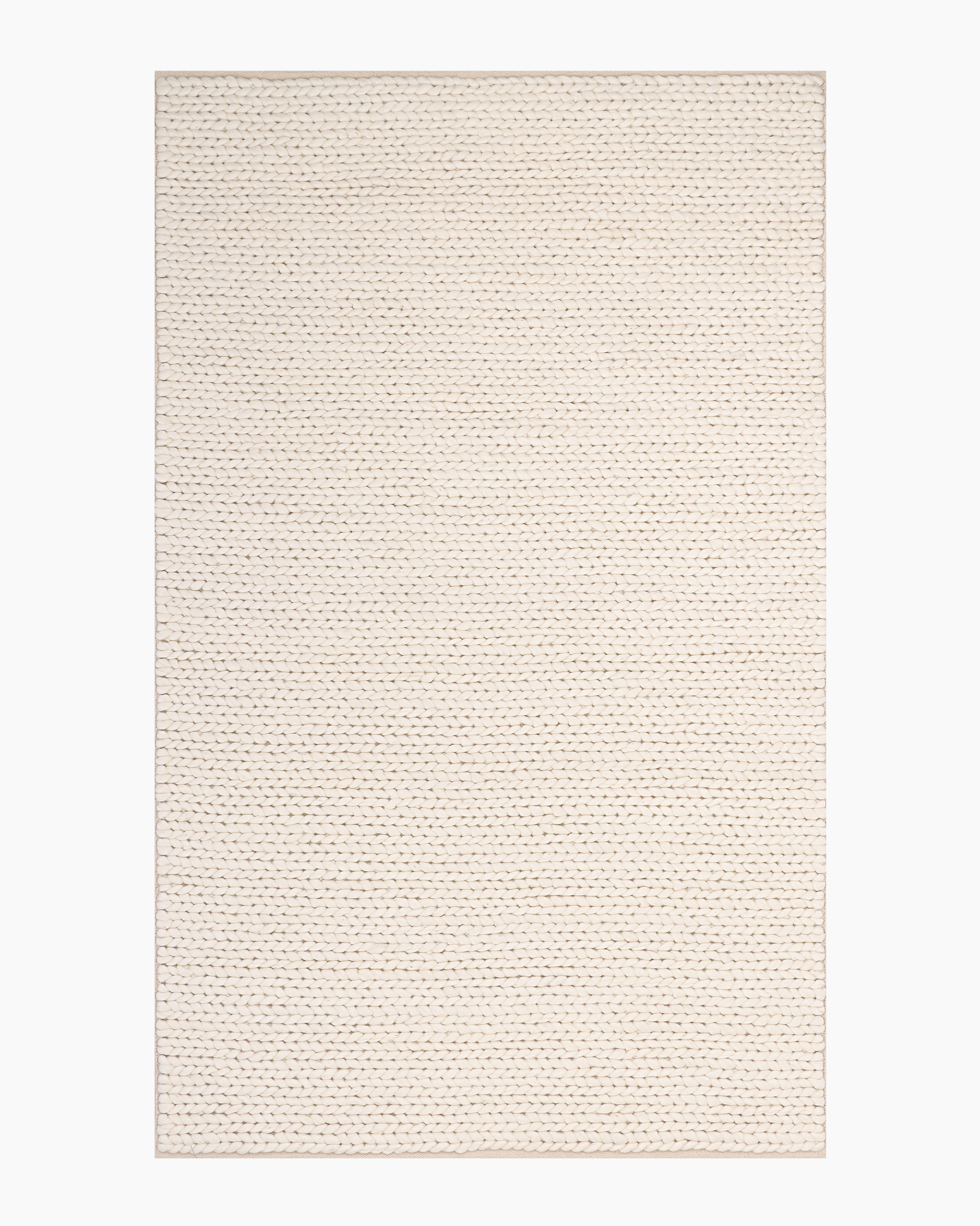 Chunky Hand Braided Wool Rug - Neutral, 5' x 8'