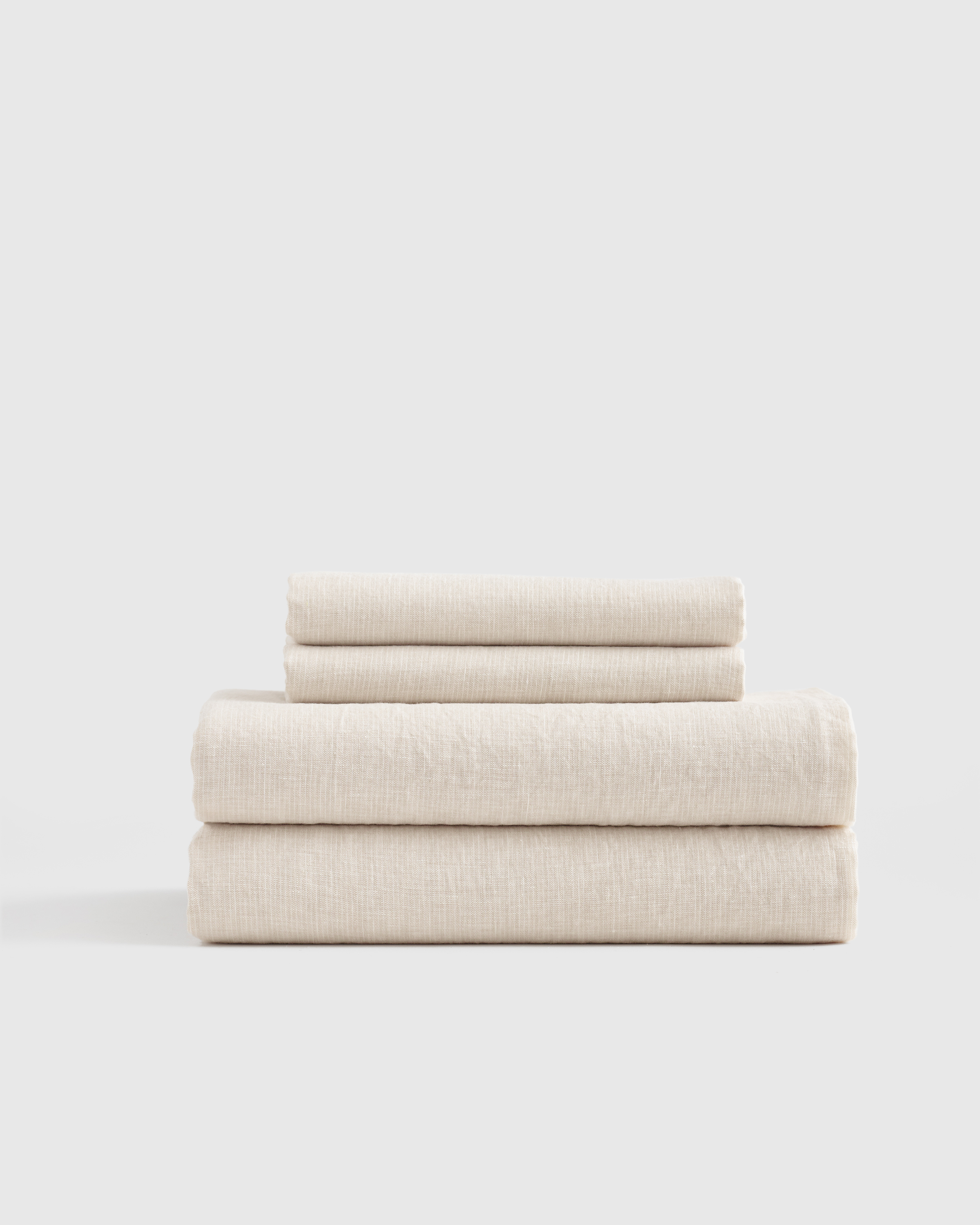 Shop Quince European Linen Stripe Sheet Set In Natural/white Mini Pinstripe