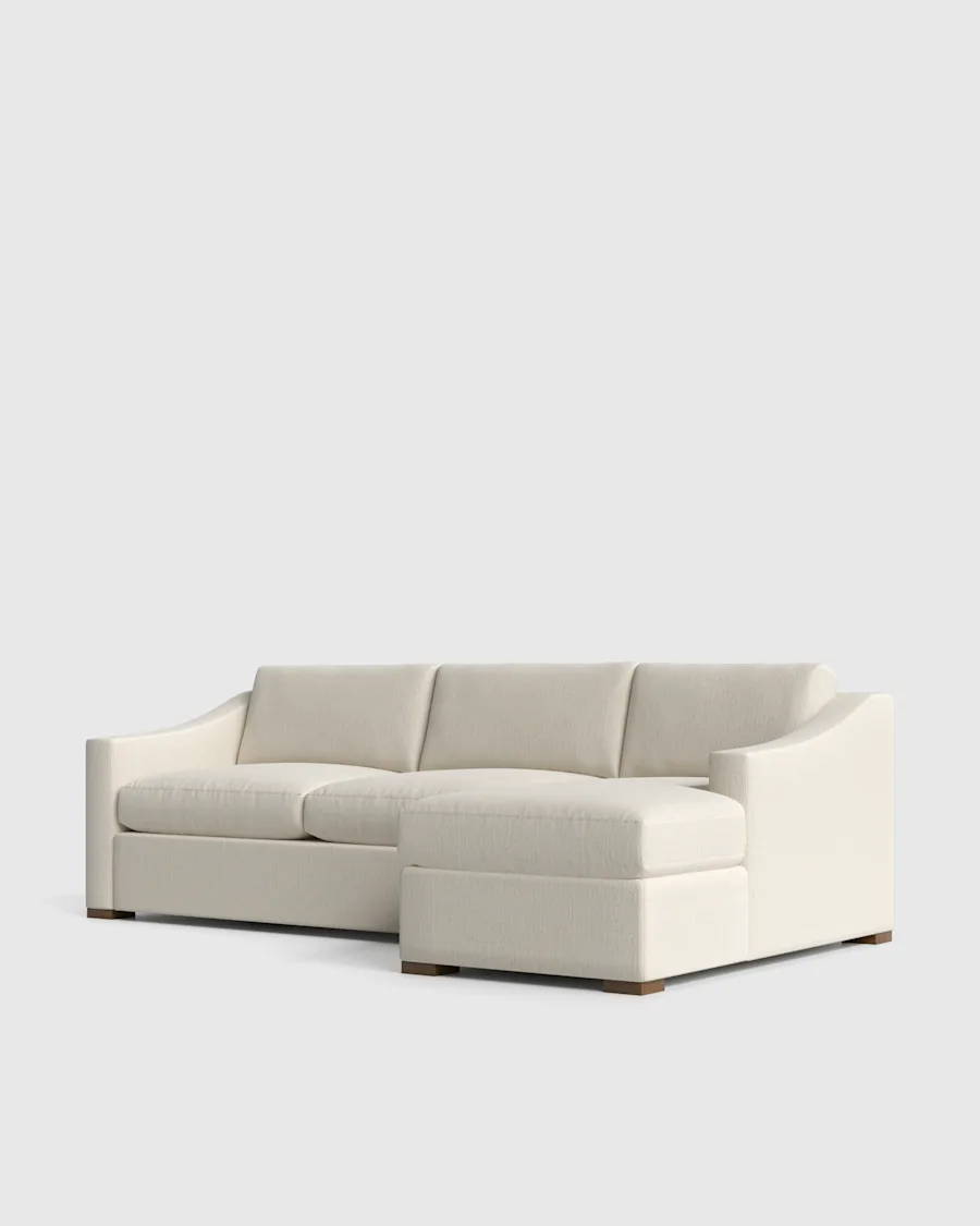 Hollis Slope Arm Chaise Sectional 112in Right Arm Nomad Snow Front Angle
