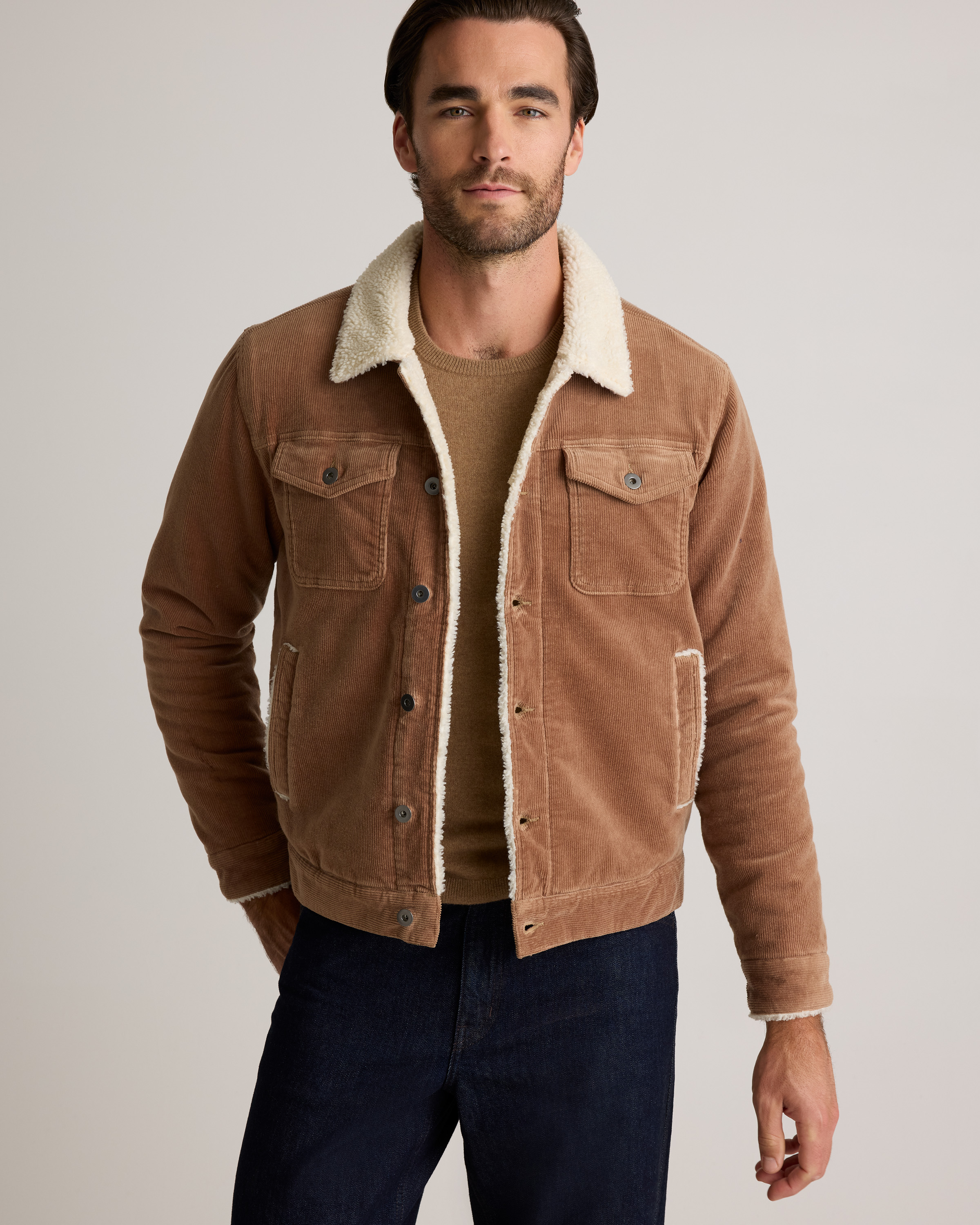 Organic Stretch Corduroy Sherpa-Lined Trucker Jacket