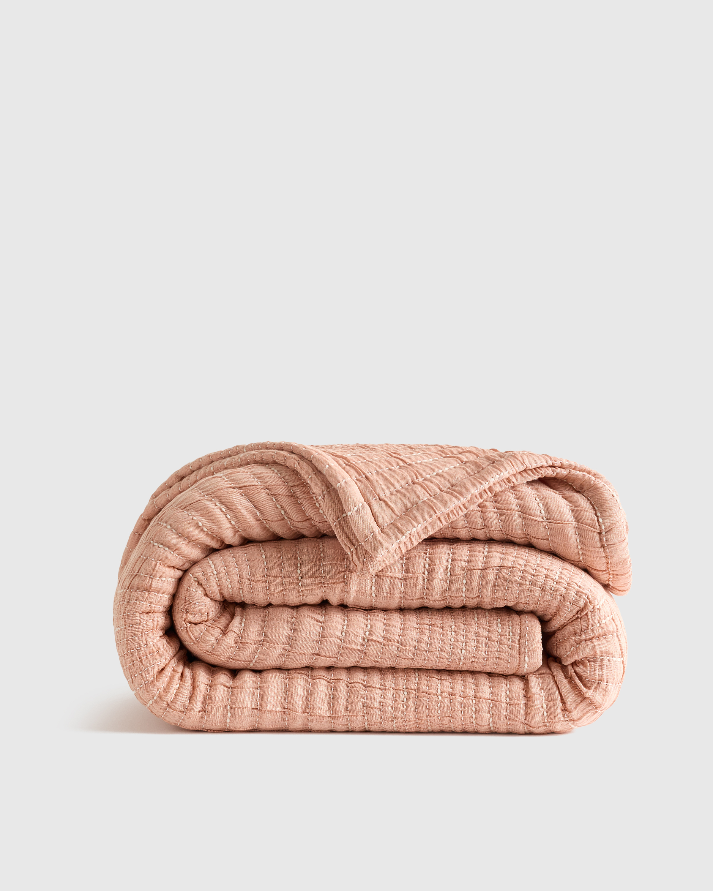 Organic Cotton Channel Stitch Coverlet - Undyed, King/Cal King