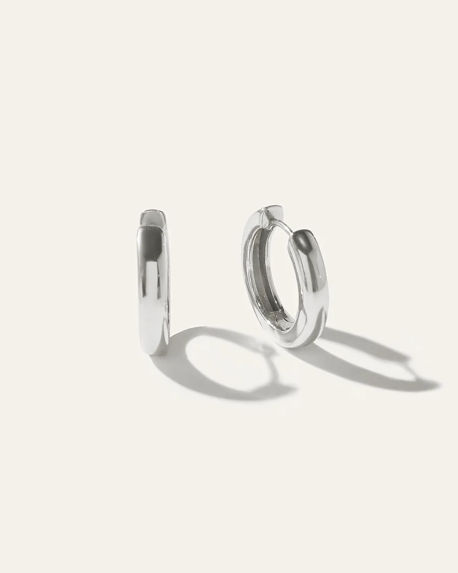 Silver Slim Huggie Earring 1