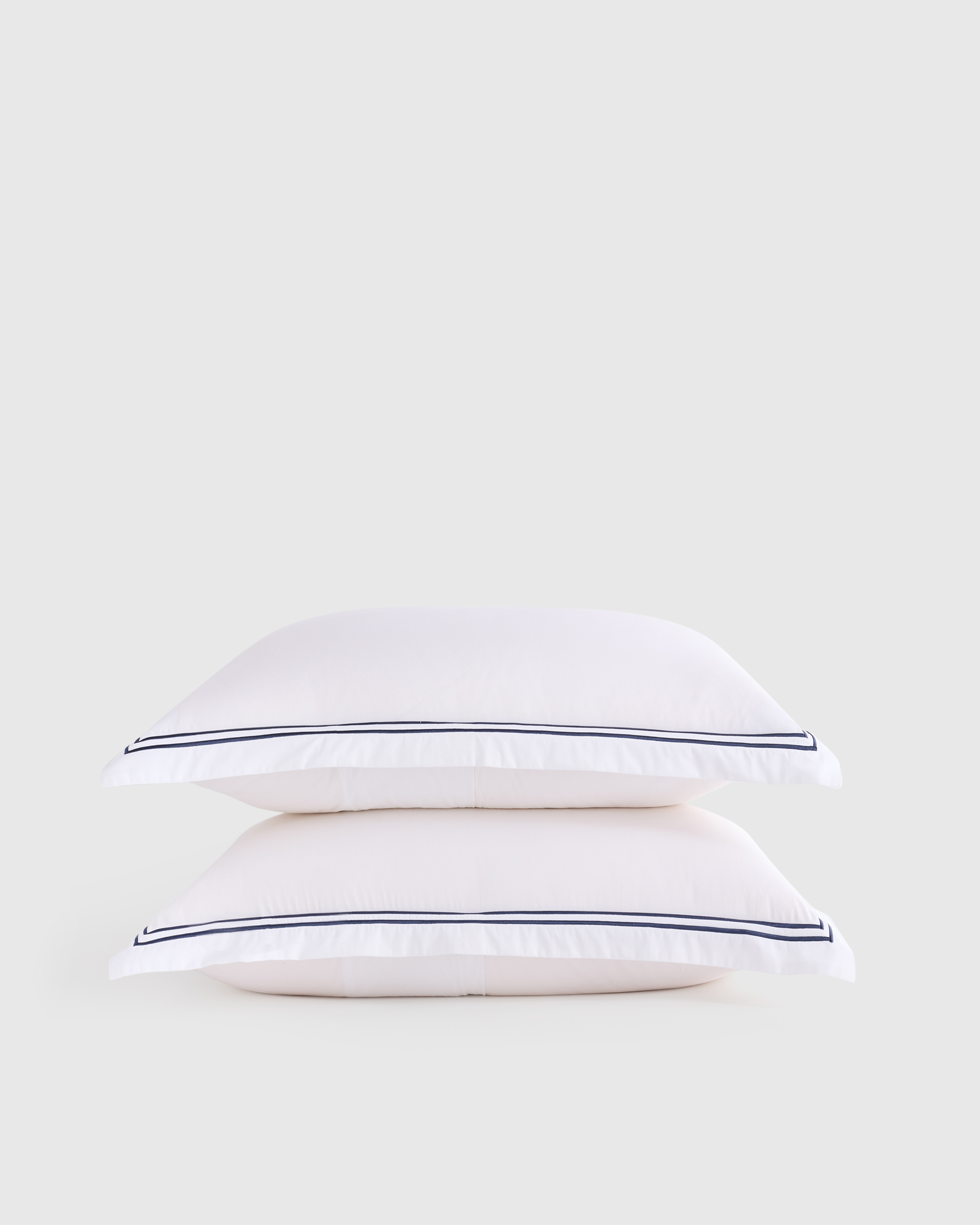 Classic Organic Percale Embellished Sham Set - White/Dusty Olive, Standard