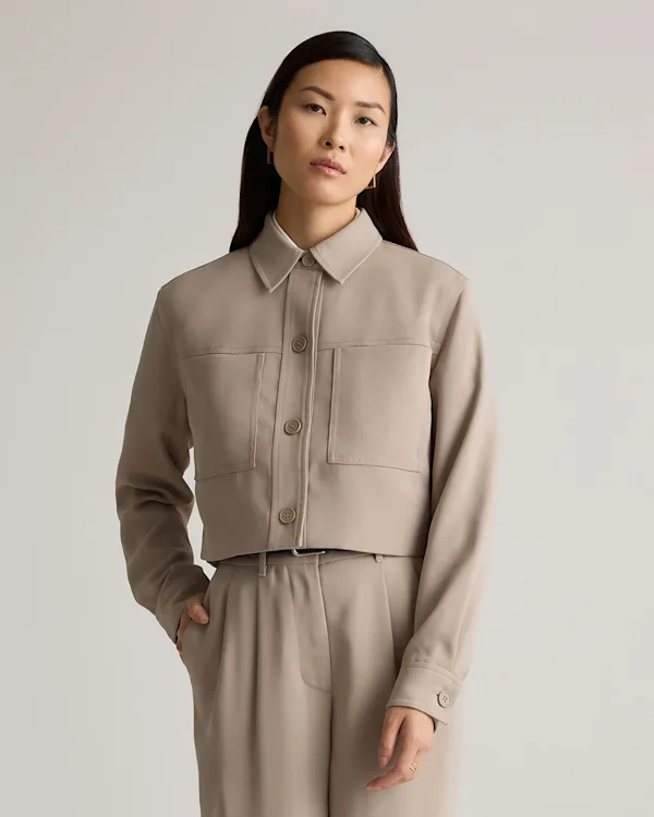 Stretch Crepe Cropped Jacket