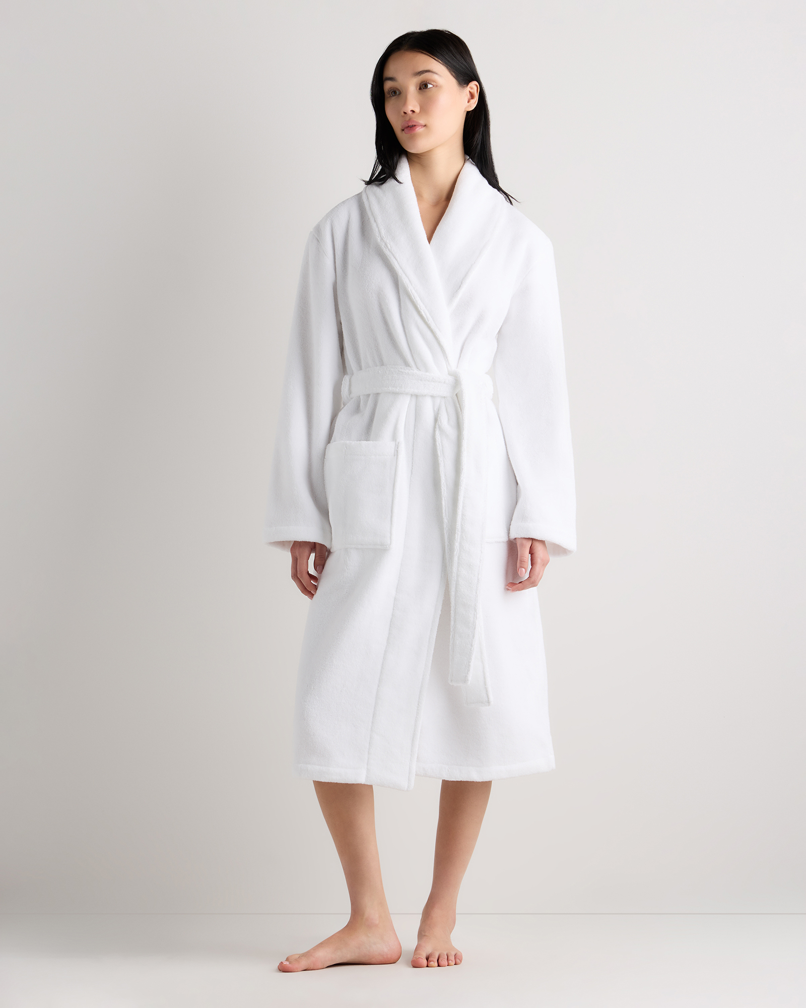 Turkish Cotton Terry Robe - White, M