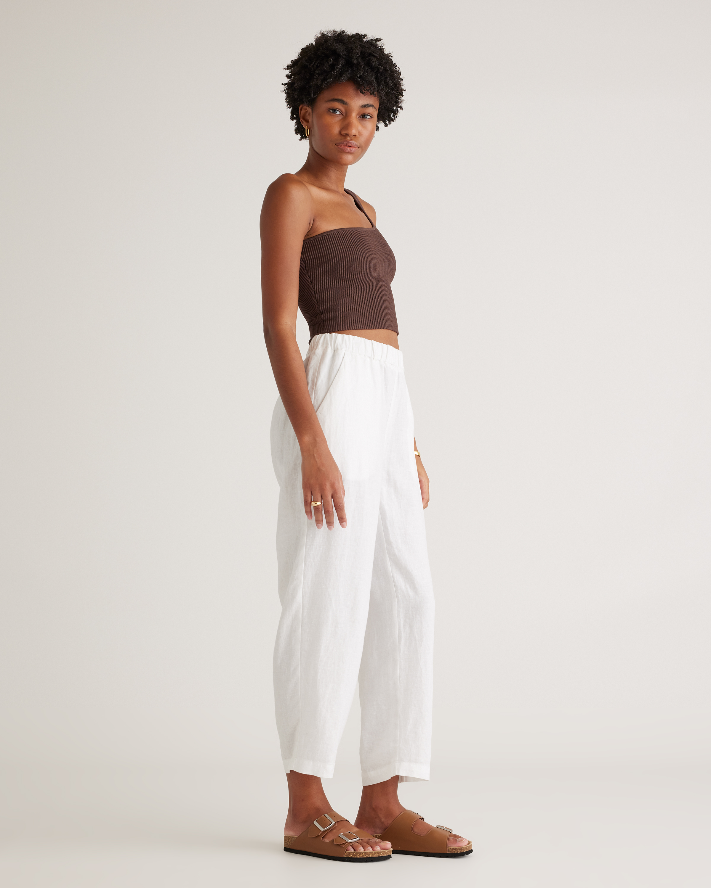 Cropped One Shoulder Ribbed Knit Tank