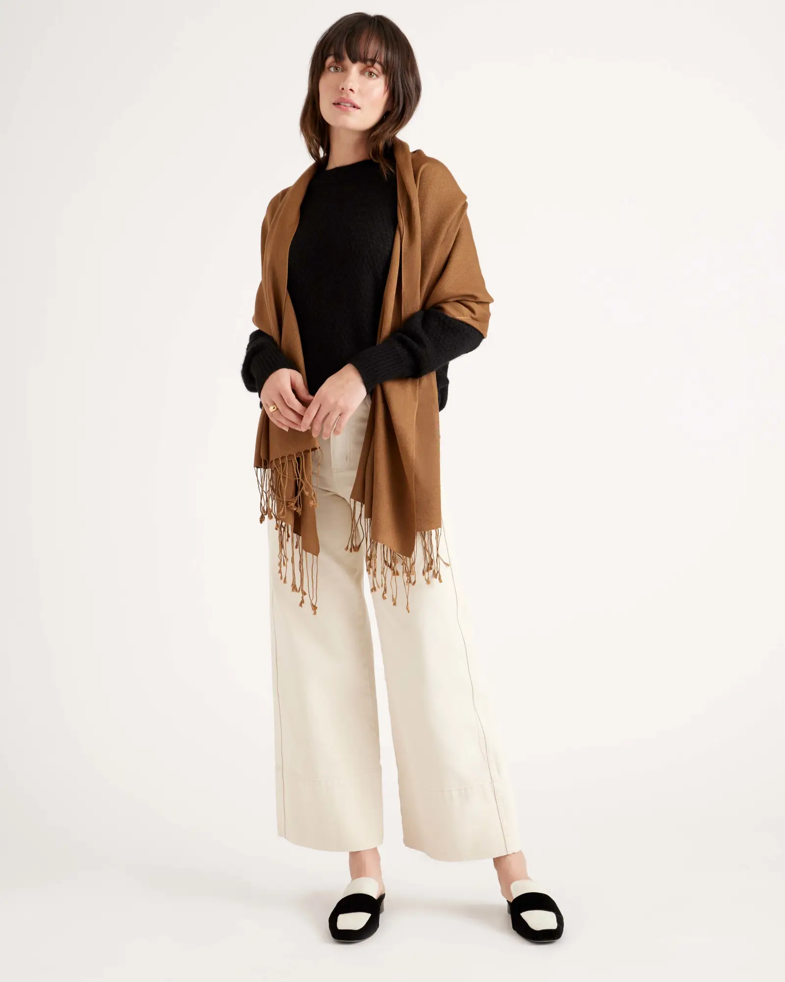 Quince Featherweight Cashmere Silk Fringe Scarf