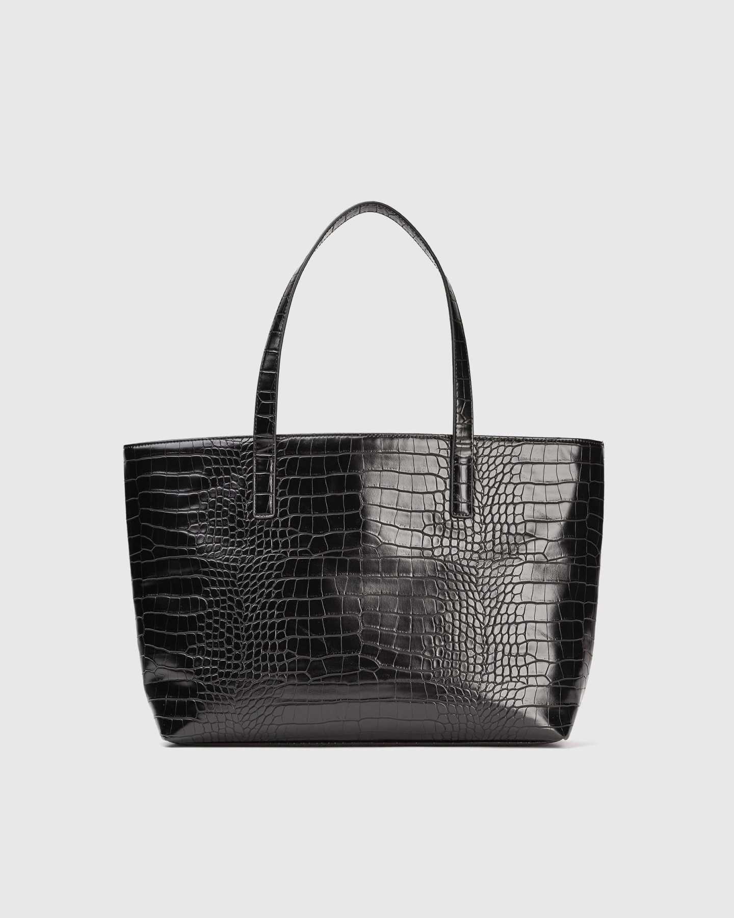 vegan leather bag in black croco