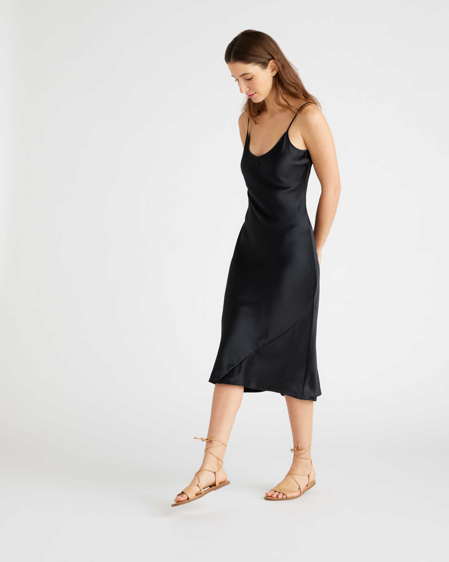 100% Washable Silk Slip Dress - Black - 4 - Thumbnail