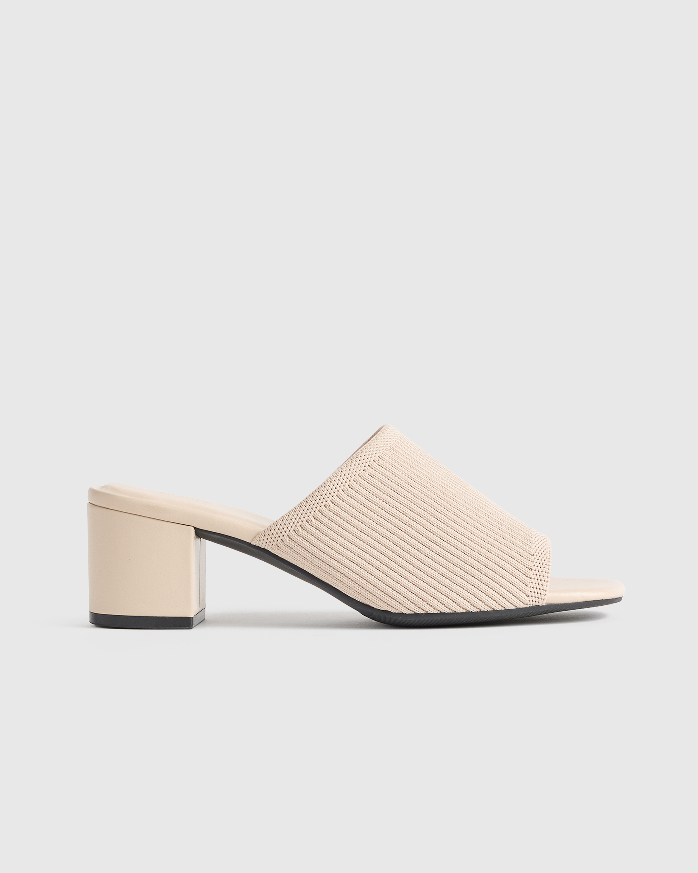 Italian Leather & Eco Knit Heeled Mule