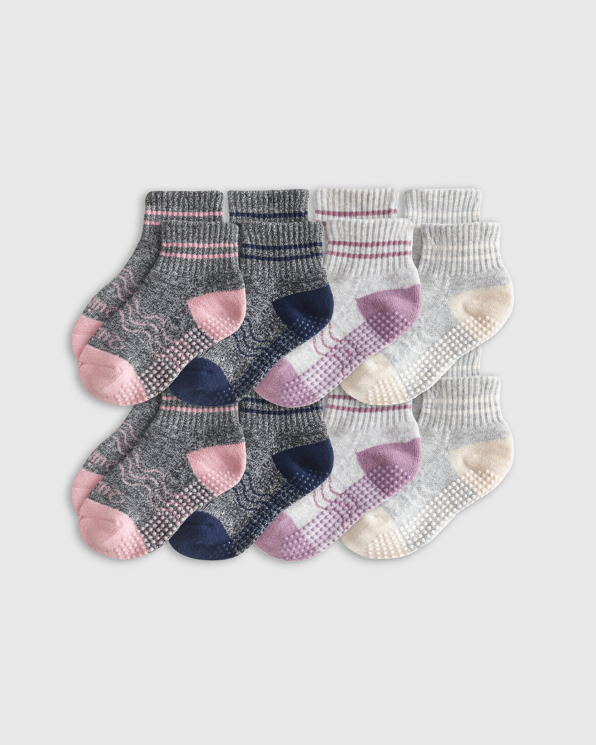 Shop Quince Organic Gripper Crew Socks 8-pack Toddler Girl In Grey