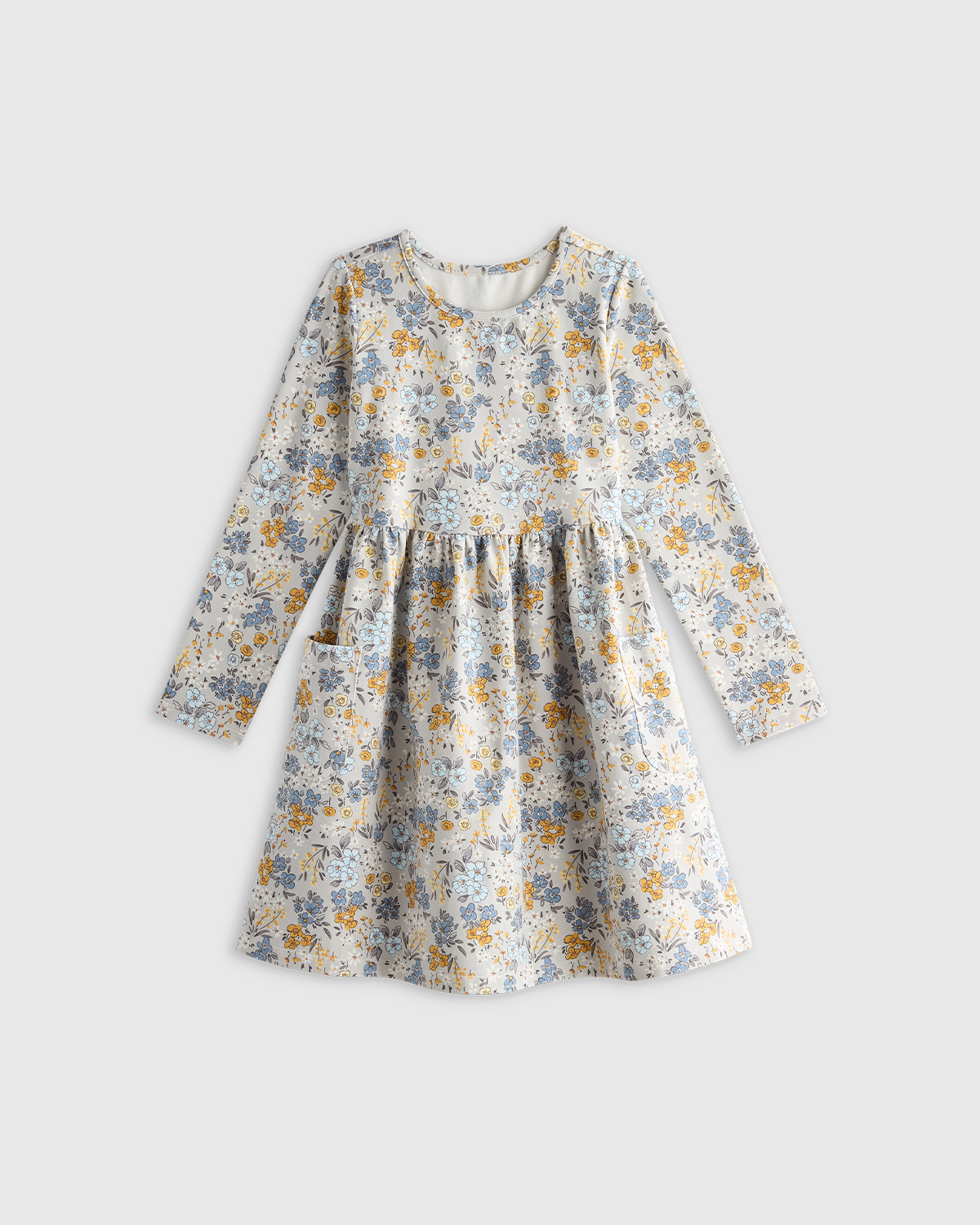 Organic Cotton Long Sleeve Fit and Flare Pocket Dress - Toddler Girl - thumbnail 7
