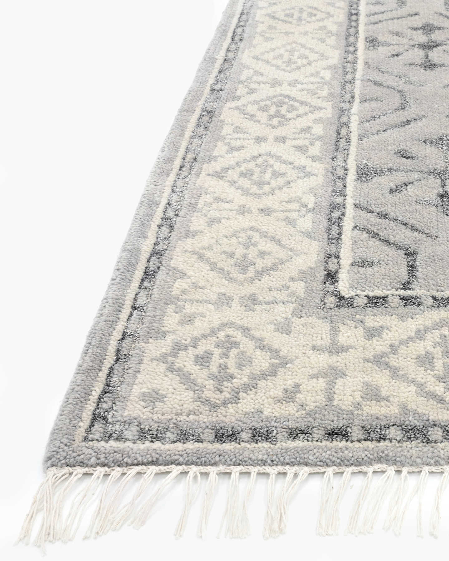 Delphine Hand-Knotted Wool Rug - Light Grey - 1 - Thumbnail