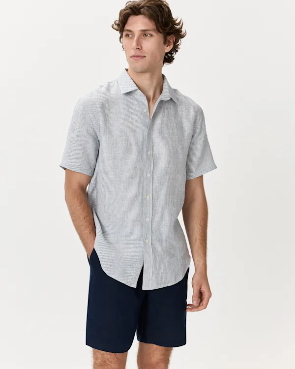 100% European Linen Relaxed Short Sleeve Shirt