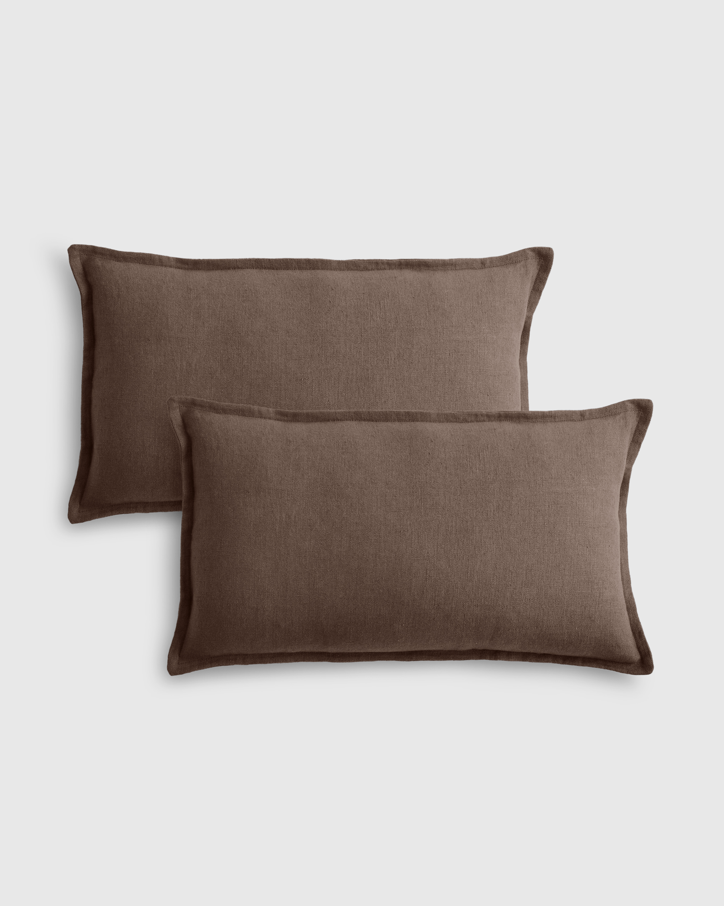 European Linen Flange Edge Pillow Cover (Set of 2) - Fig, 22x22