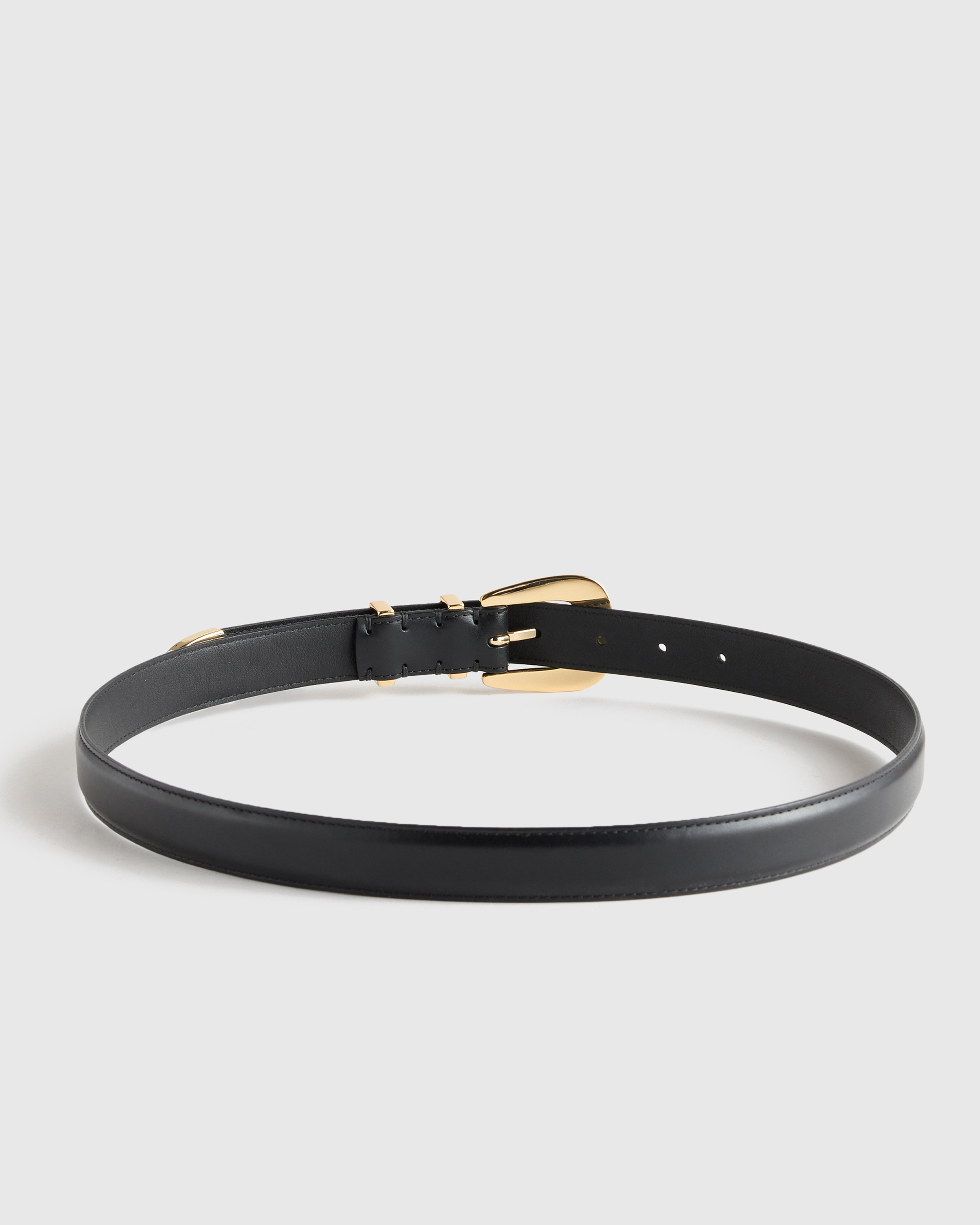 Lola European Leather Western Belt in Black/Silver | Quince  display picture 3