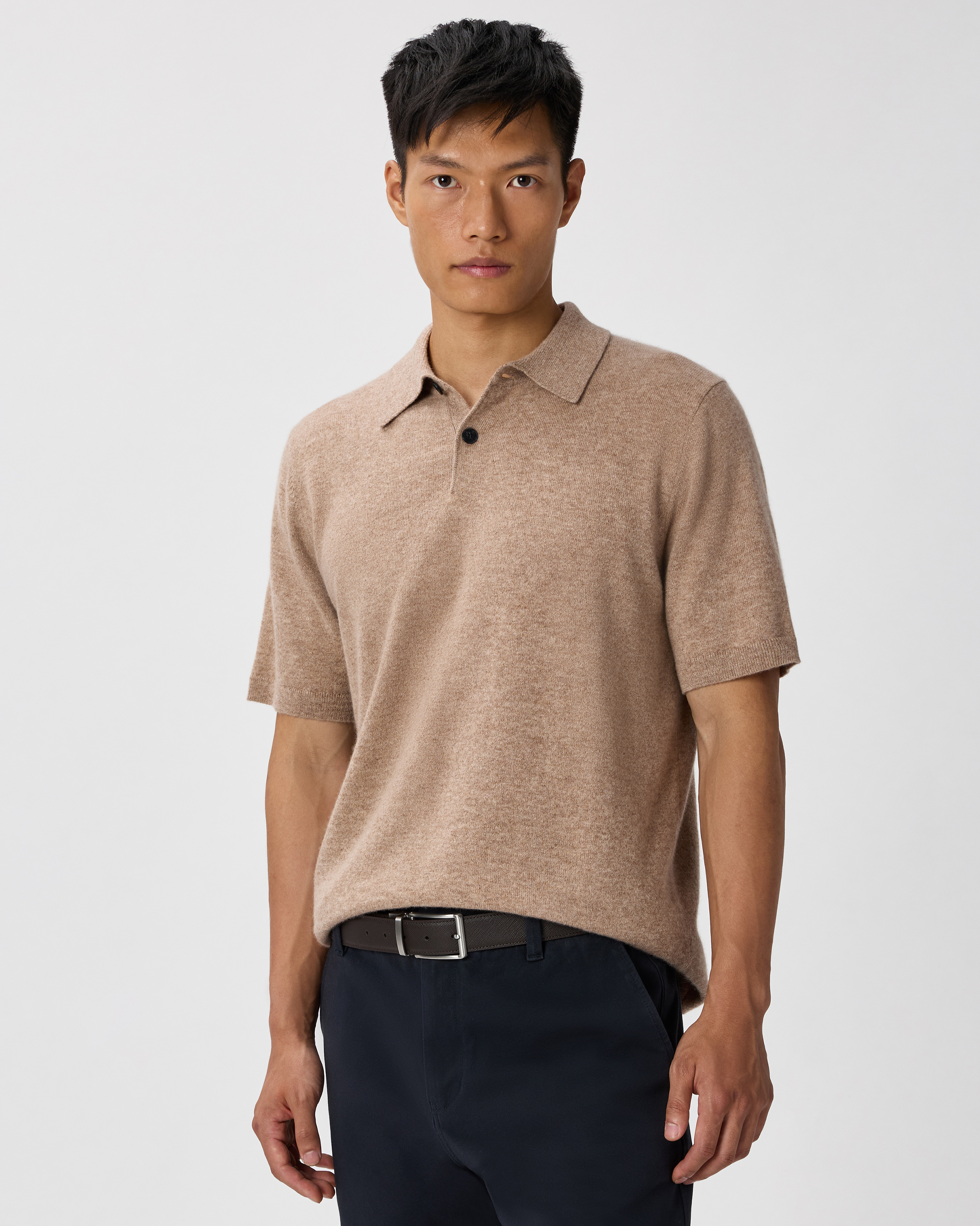 100% Mongolian Cashmere Short Sleeve Polo Sweater