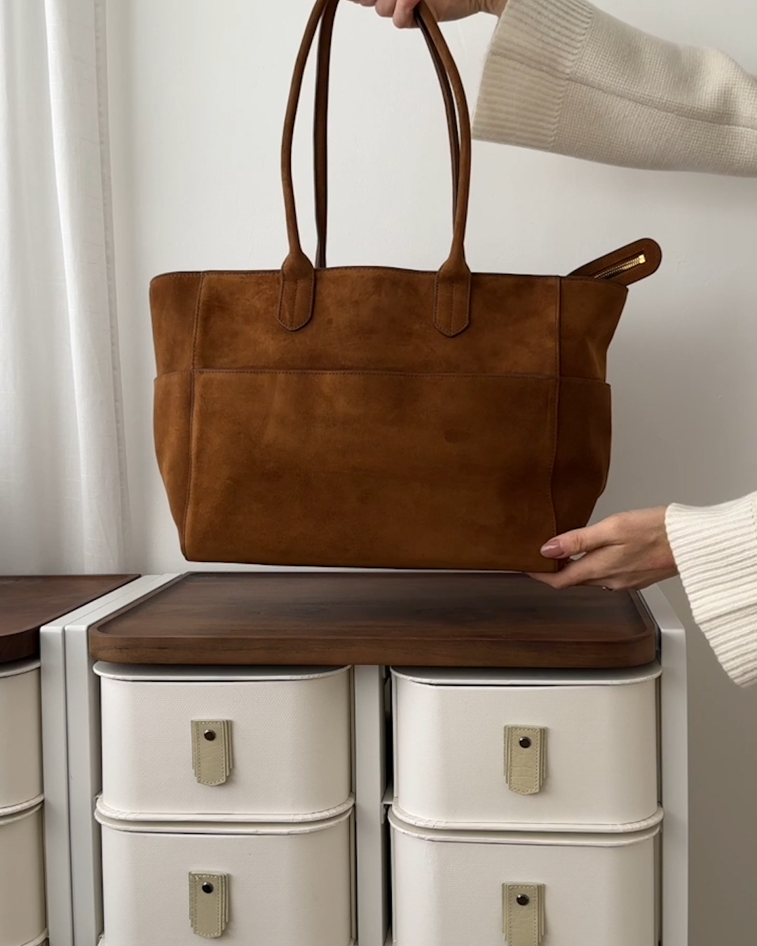 Hudson Suede Tote in Midnight