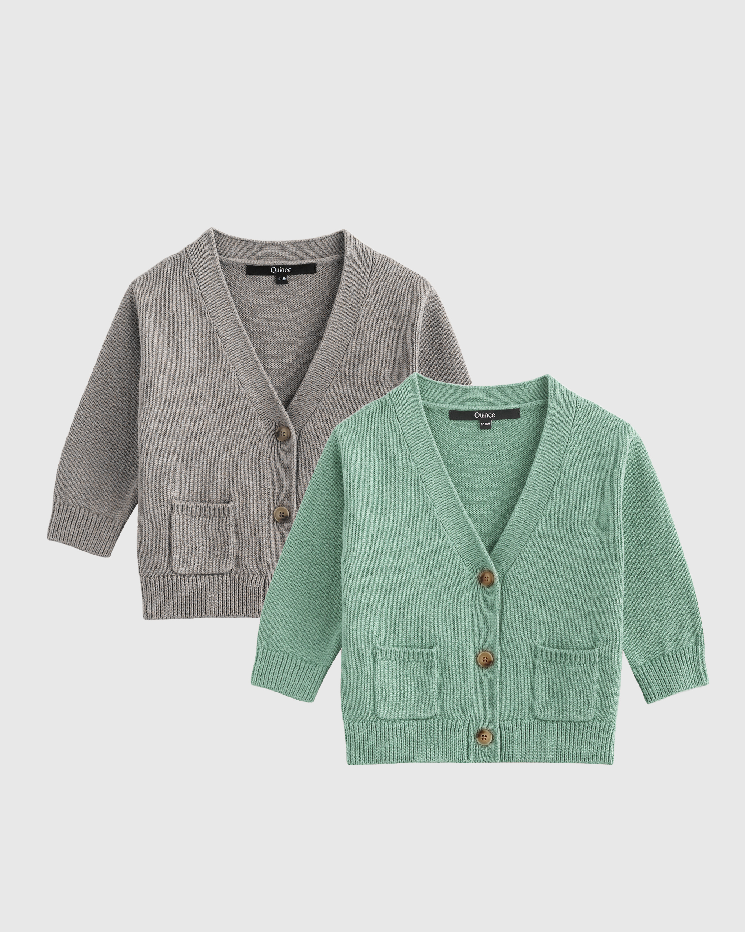 Shop Quince Oversized V-neck Cardigan 2-pack In Grey/granite Green