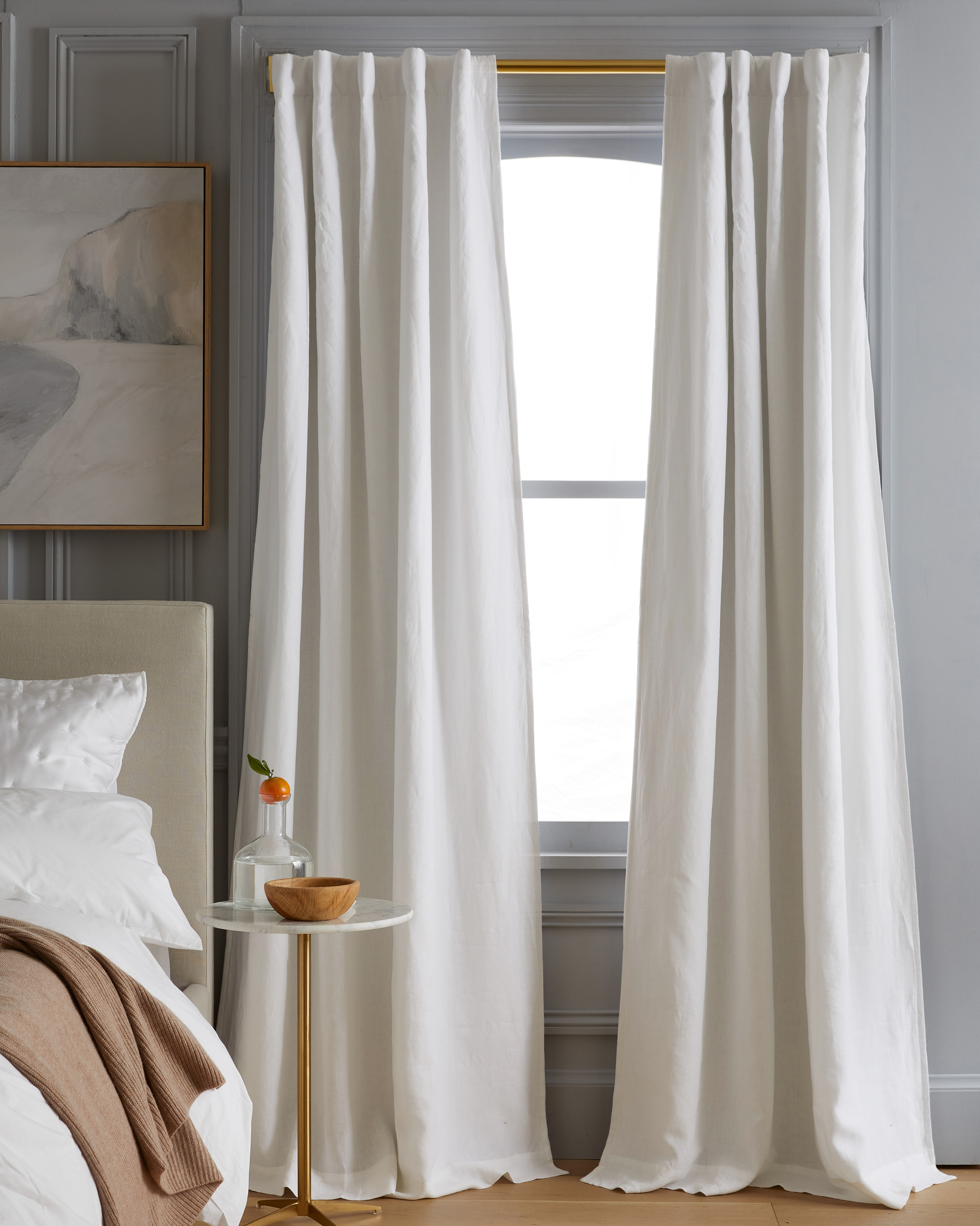 Quince European Linen Blackout Curtain In White