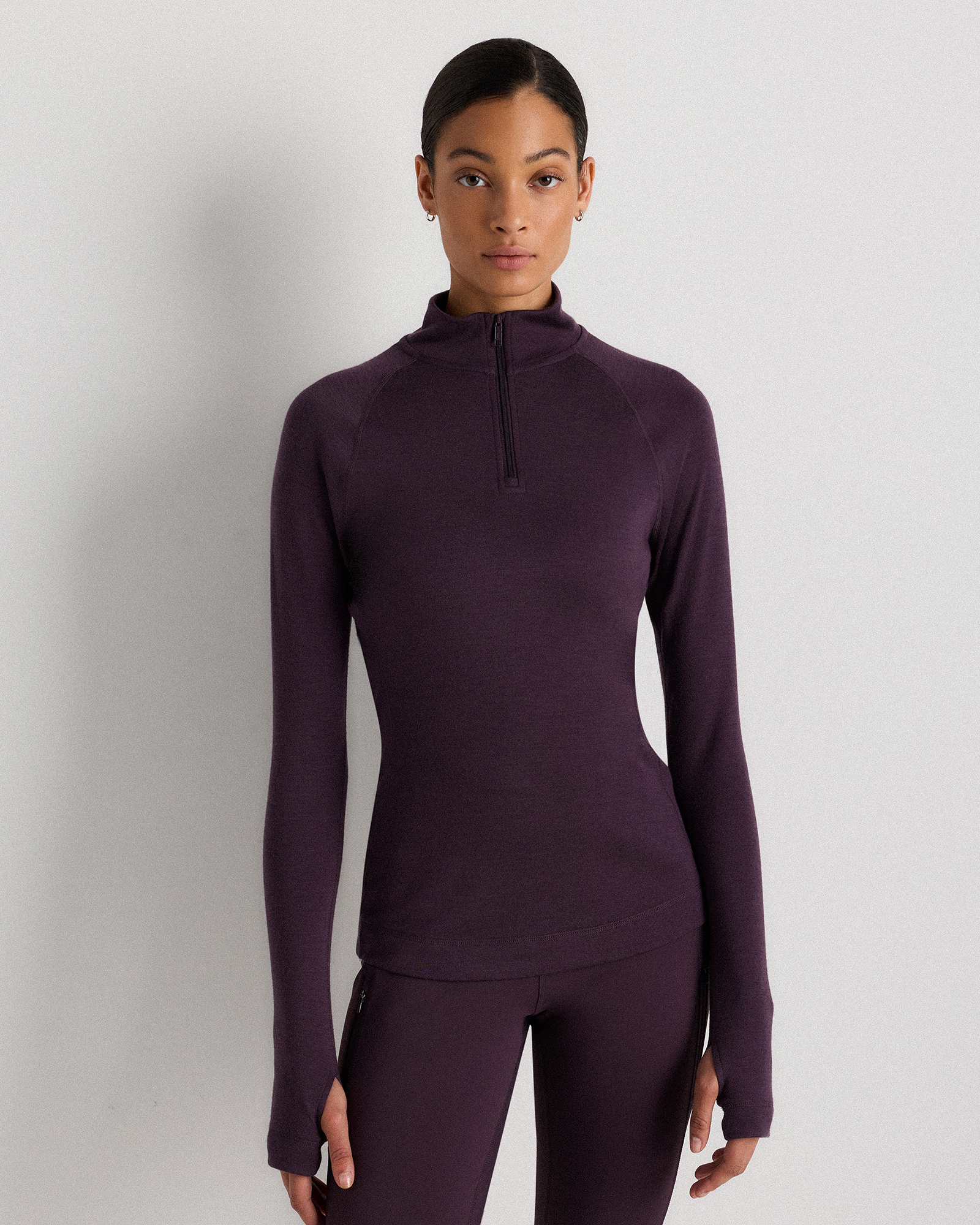 100% Merino Wool Cold Weather Base Layer 1/4 Zip		 		 		 		 		