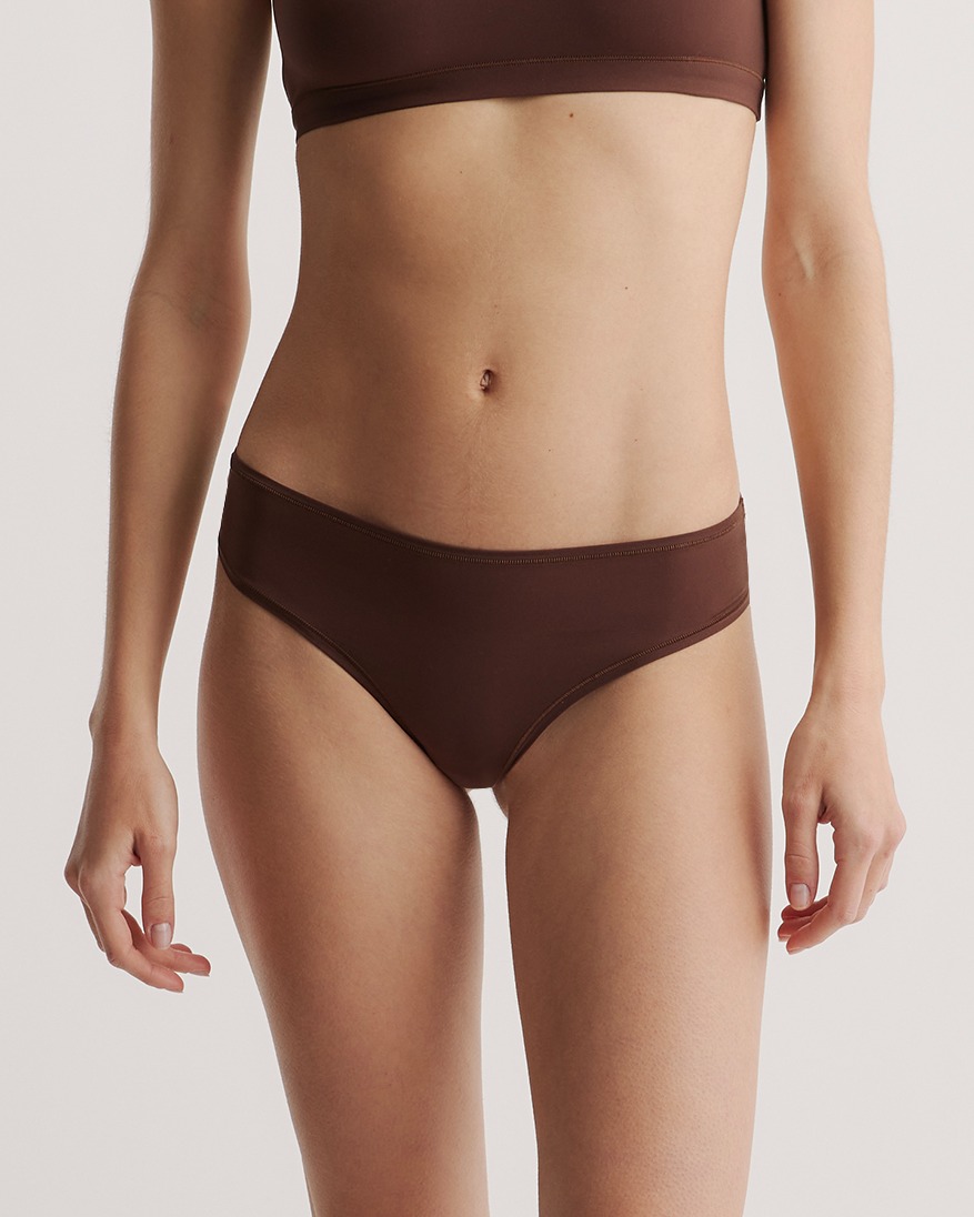 Quince Women's Second Skin Thong In Cocoa