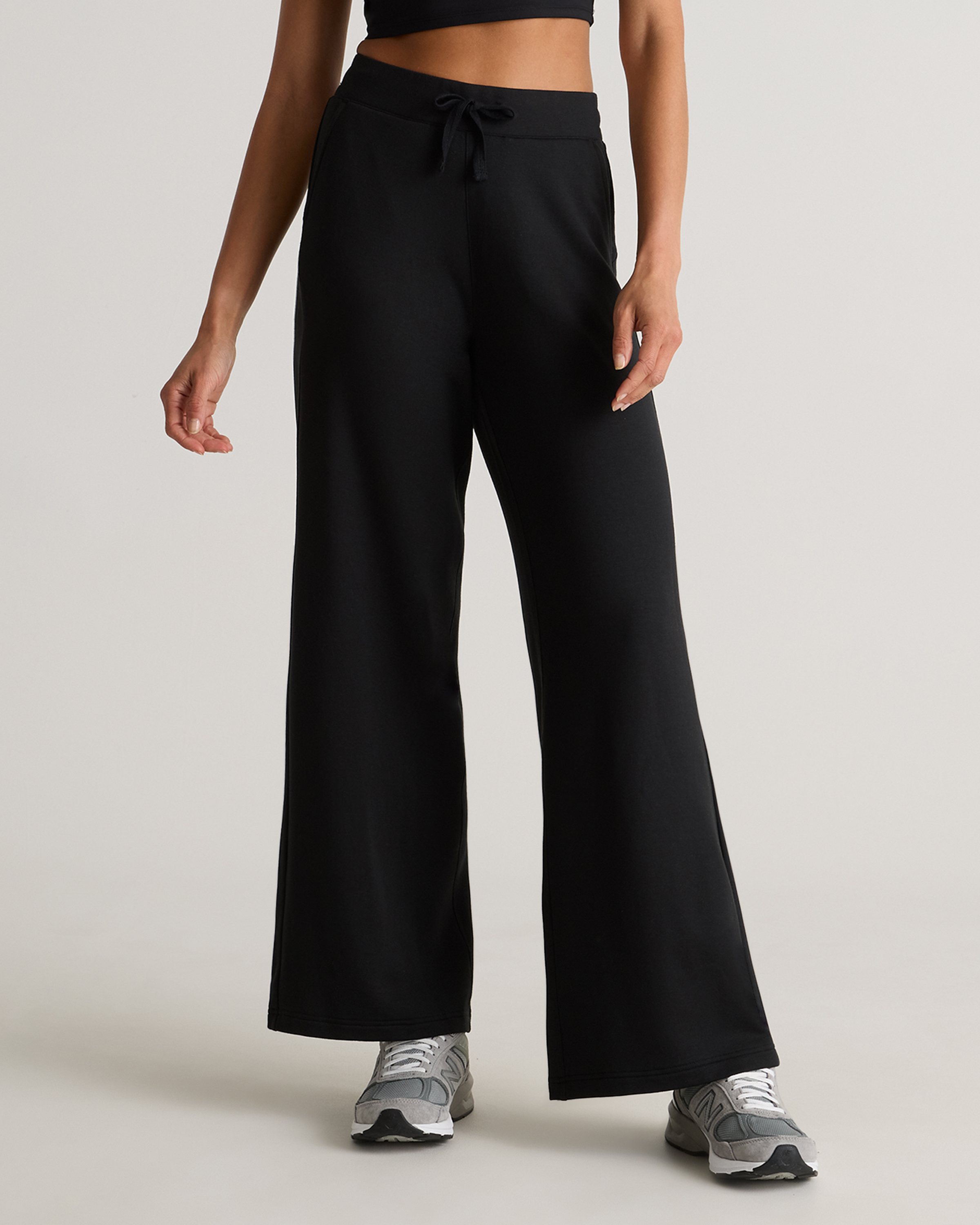 SuperSoft Fleece Wide Leg Pants in Black