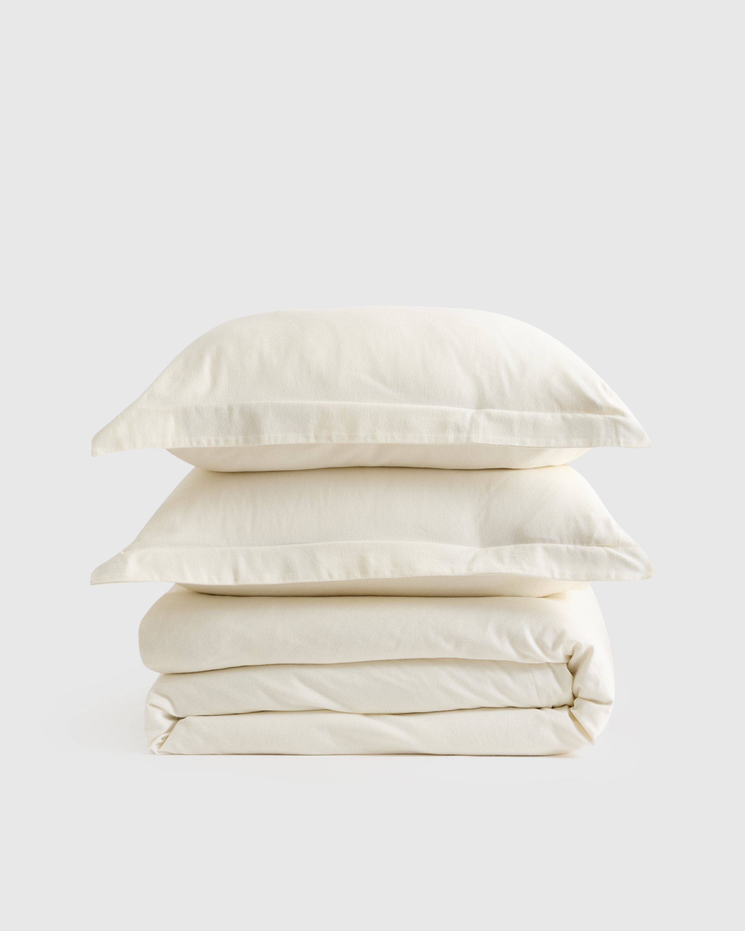 Luxury Organic Flannel Duvet Cover Set in Ivory