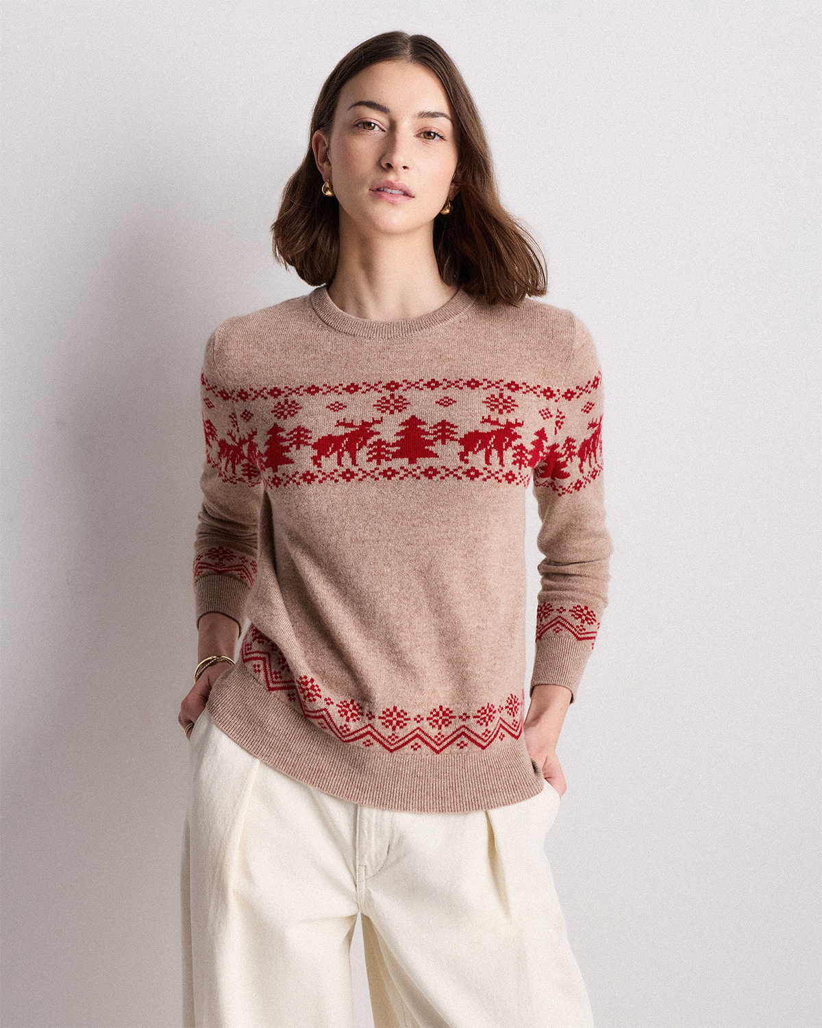 Mongolian Cashmere Fair Isle Christmas Sweater