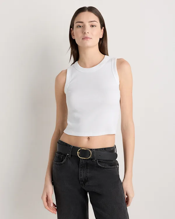 Organic Cotton Micro-Rib Cropped Cutaway Tank